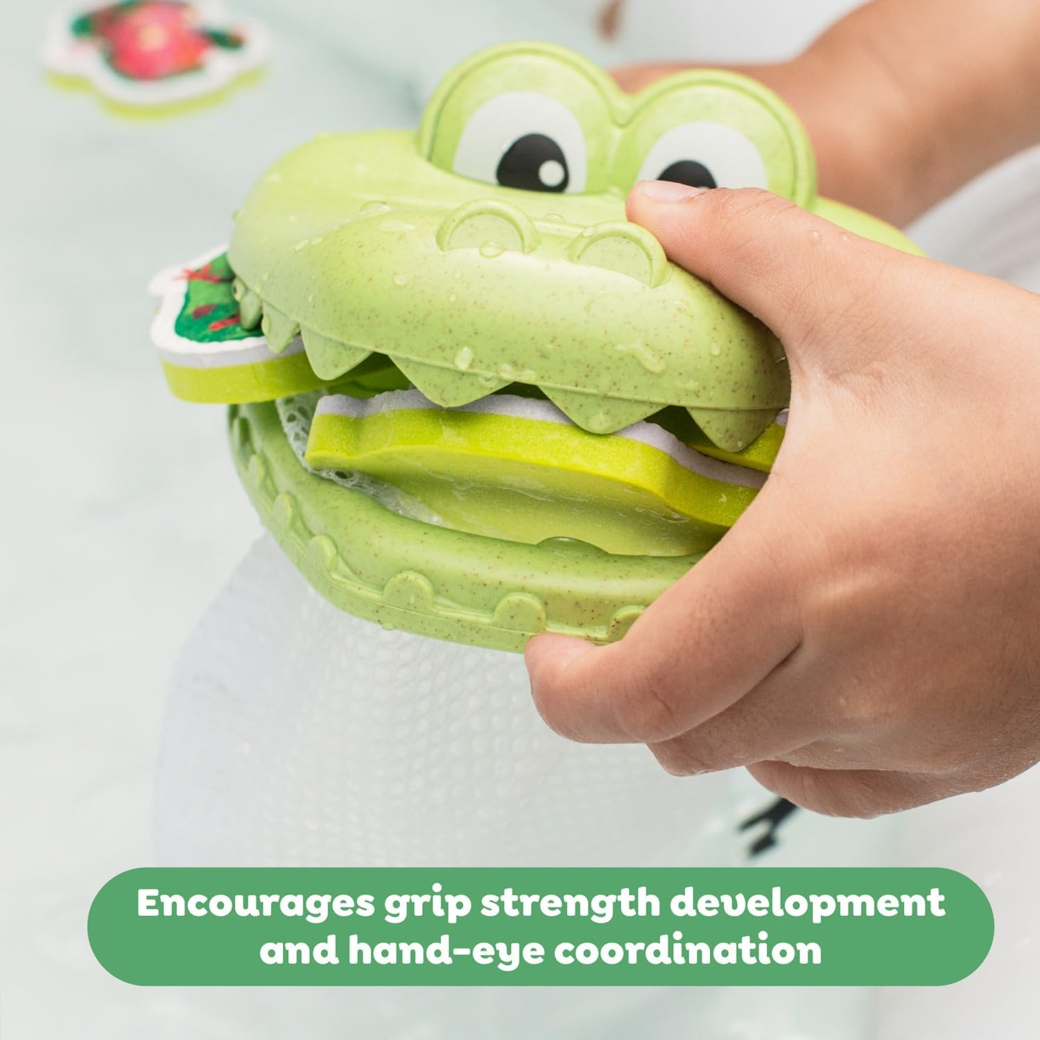 Tiger Tribe: Croc Chasey - Catch a Frog - Fun Bath Toy, Snap-Scoop-Catch Frogs, Frogs Float or Stick to Tiles, ECO Bioplastic, Toddler & Kids Ages 1-3 image number 3