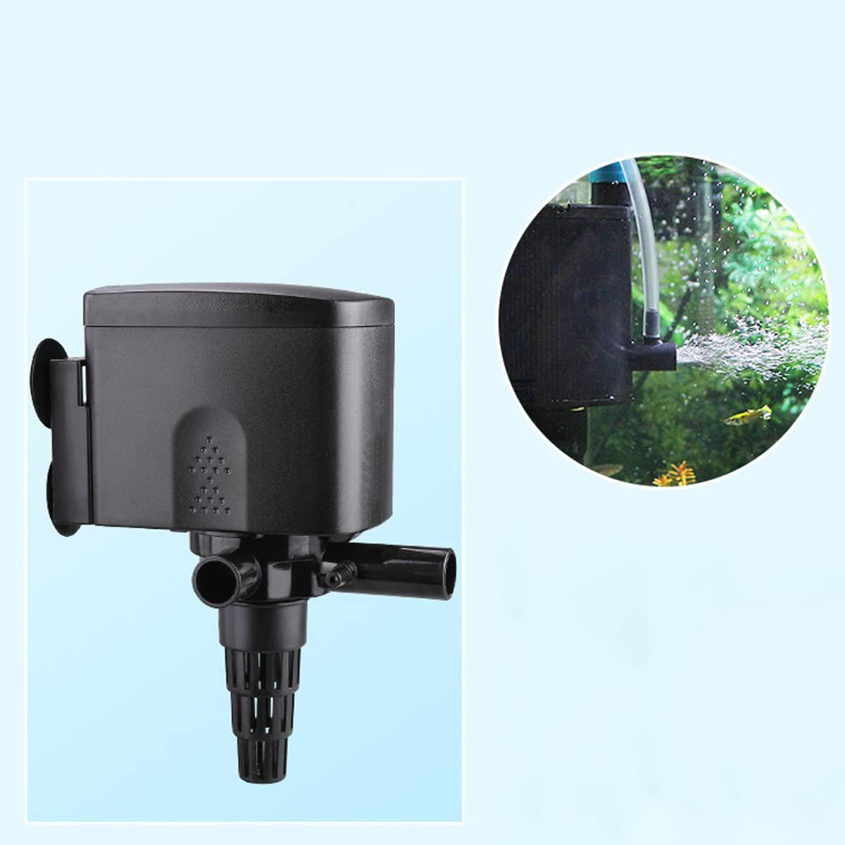 Aquarium Filter Box, 3-In-1 Internal Aquarium Filter, Fish Tank Filter, Silent Circulating Pump External Trickle Filter for Betta, Turtle, Pond Fish, Garden (1800L/H) image number 2