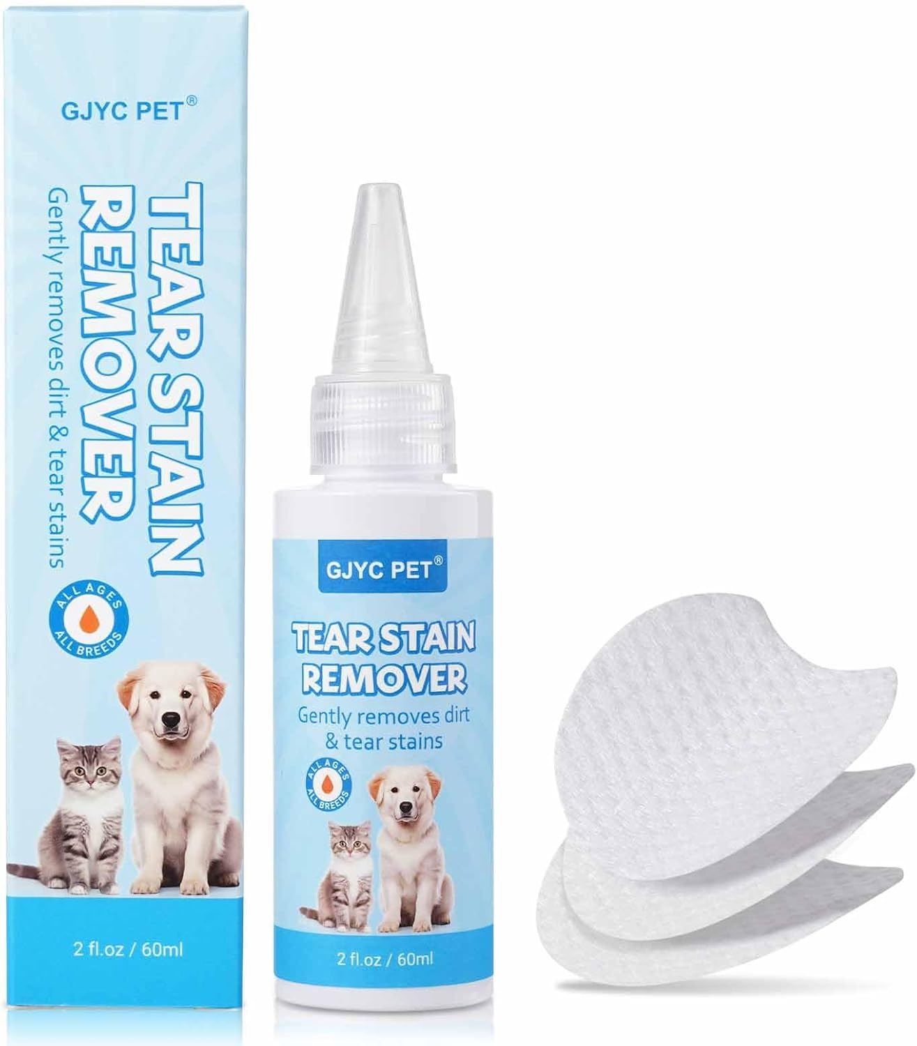 Tear Stain Remover Solution for Dogs & Cats, 60Ml with 20 Cotton Pads &ndash; Gentle Eye Area Cleaner for Tear Stains, Safe & Effective Daily Care image number 4