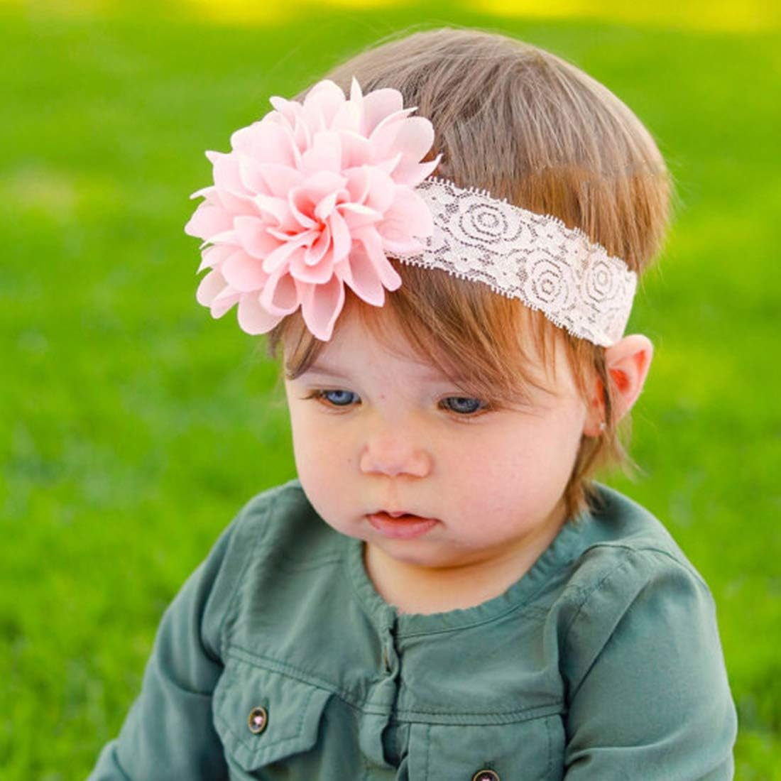 Willingtee 20Pcs Baby Girls Headbands Chiffon Flower Lace Band Hair Accessories for Baby Girls Newborns Infants Toddlers image number 4