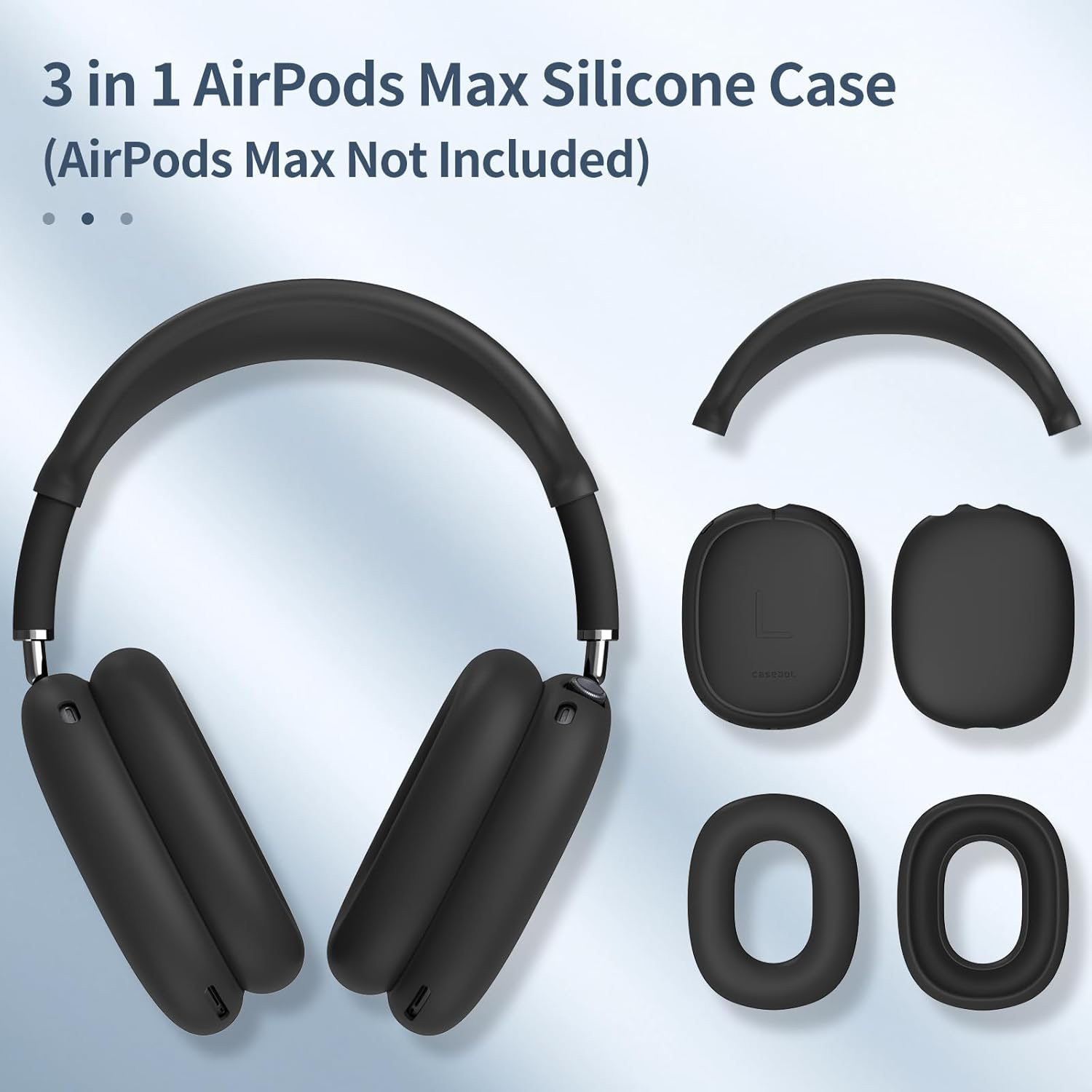Fintie Silicone Case Cover for Airpods Max Headphones - Anti-Scratch Ear Cups and Headband Cover, Accessories Skin Protector (Black) - Green-Glow In The Dark image number 4