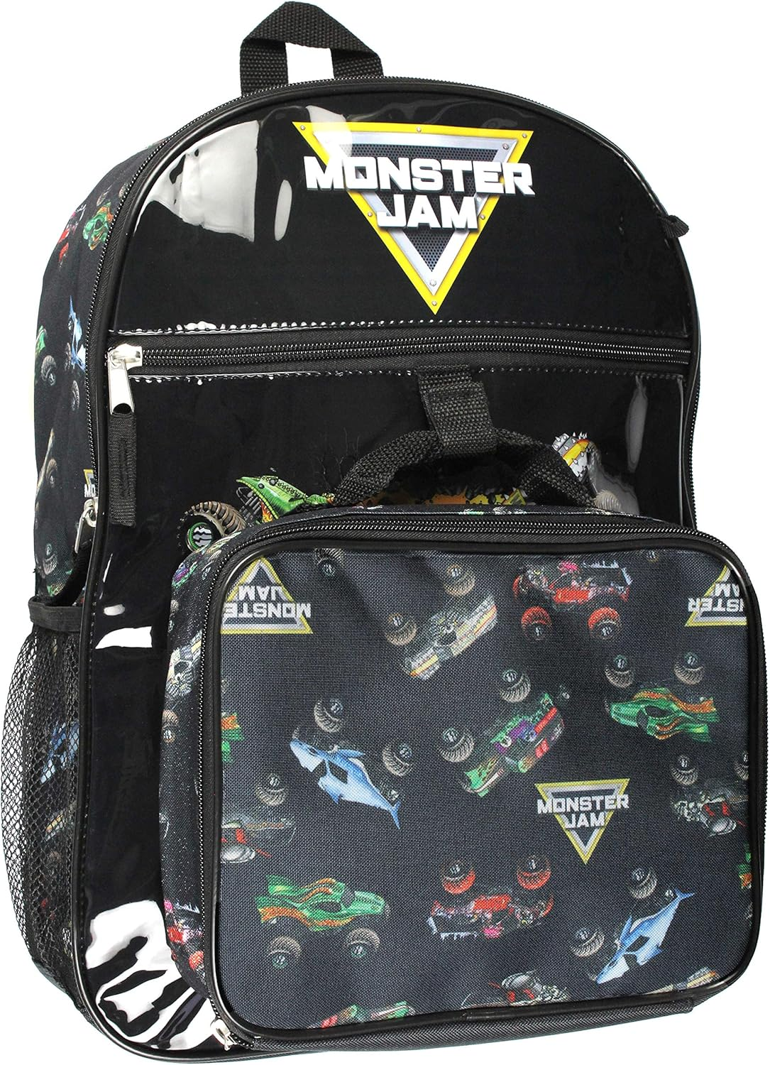 Monster Jam Megladon Grave Digger Max-D Monster Trucks Backpack Lunch Bag Water Bottle Ice Pack 5 Piece Mega Set image number 6