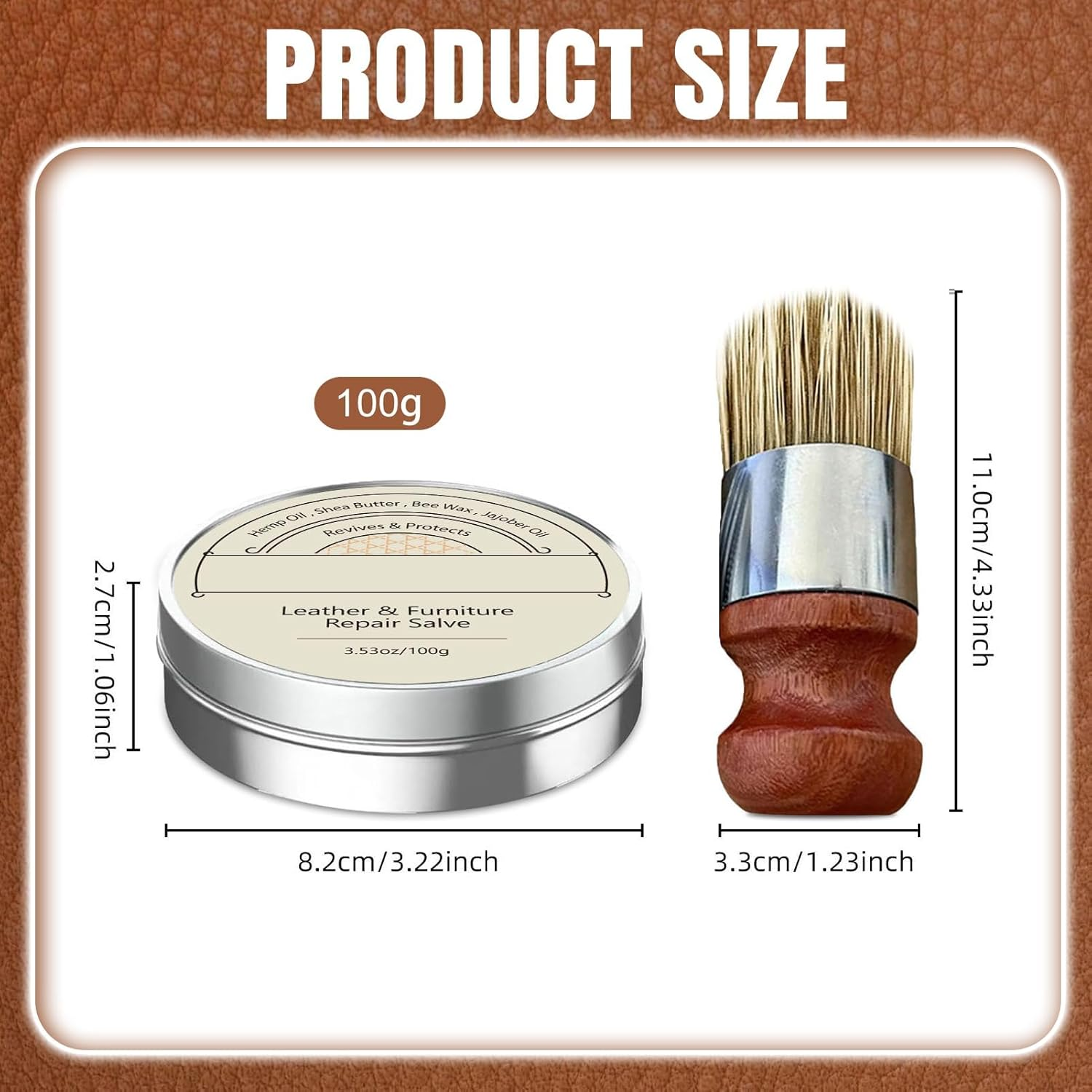 Taimeimao Premium Leather Balm, Organic Leather Care with Beeswax, Intensive Leather Care, Premium Balm, for Care and Cleaning of Bridle Saddles Shoes Leather Clothing, Leather Repair Set image number 6