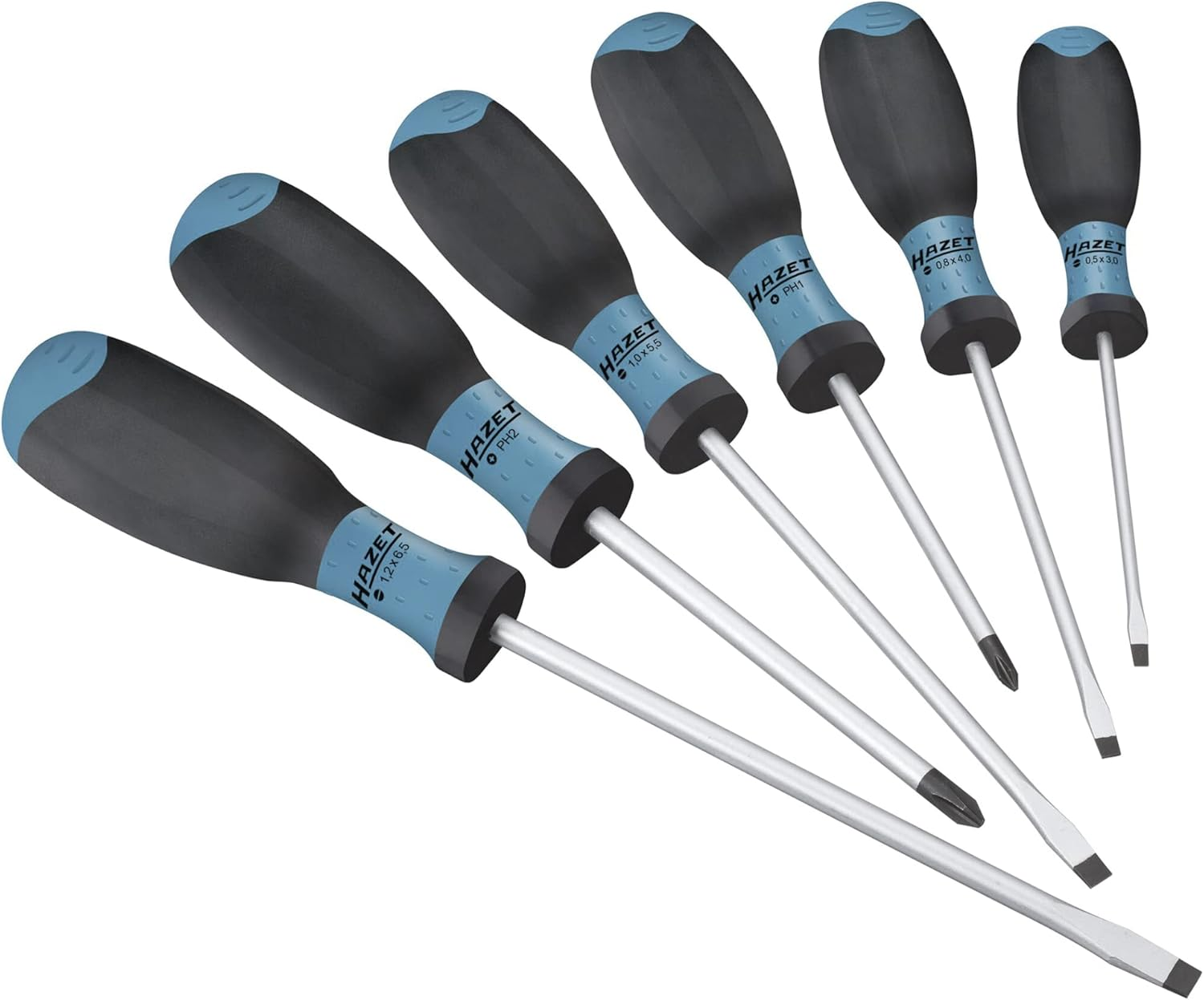 HAZET 810SPC/6 Slot Cross Recess Profile PH Screwdriver Set with Burnished Tip - Matt Chrome-Plated image number 1
