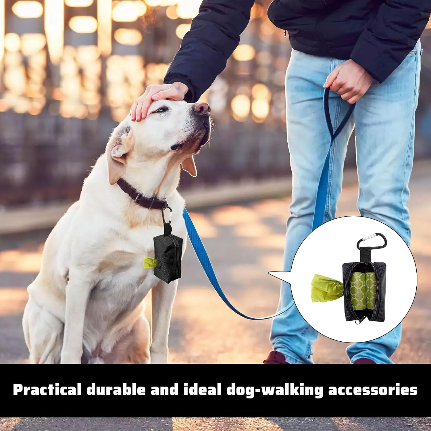 Dog Poop Bag Holder, Dog Bag Holder, Poo Bag Holder, Dispenser with 2 Rolls of Poo Bags, Zipper Poop Bag, Pet Waste Bag Dispenser Zippered Pouch, Portable Dog Poop Pouch for Dogs for Traveling image number 5