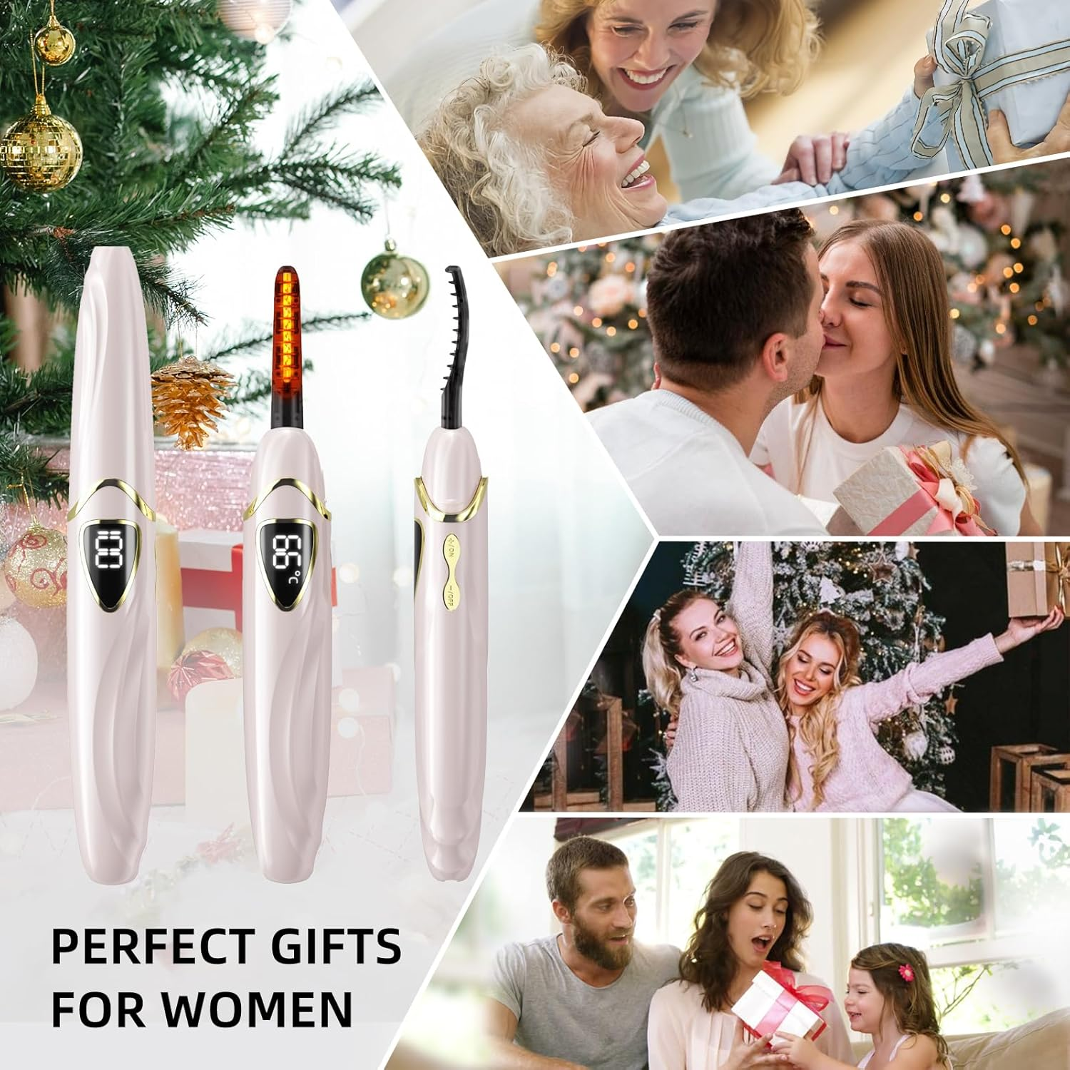 ZAPAL Heated Lash Curler, Heated Eyelash Curler Rechargeable, Intelligent Power off Electric Eyelash Curler Heated Quickly 24 Hs Lasting Natural Makeup for Woman (Petal Pink/Gold, S600-148MM) image number 5