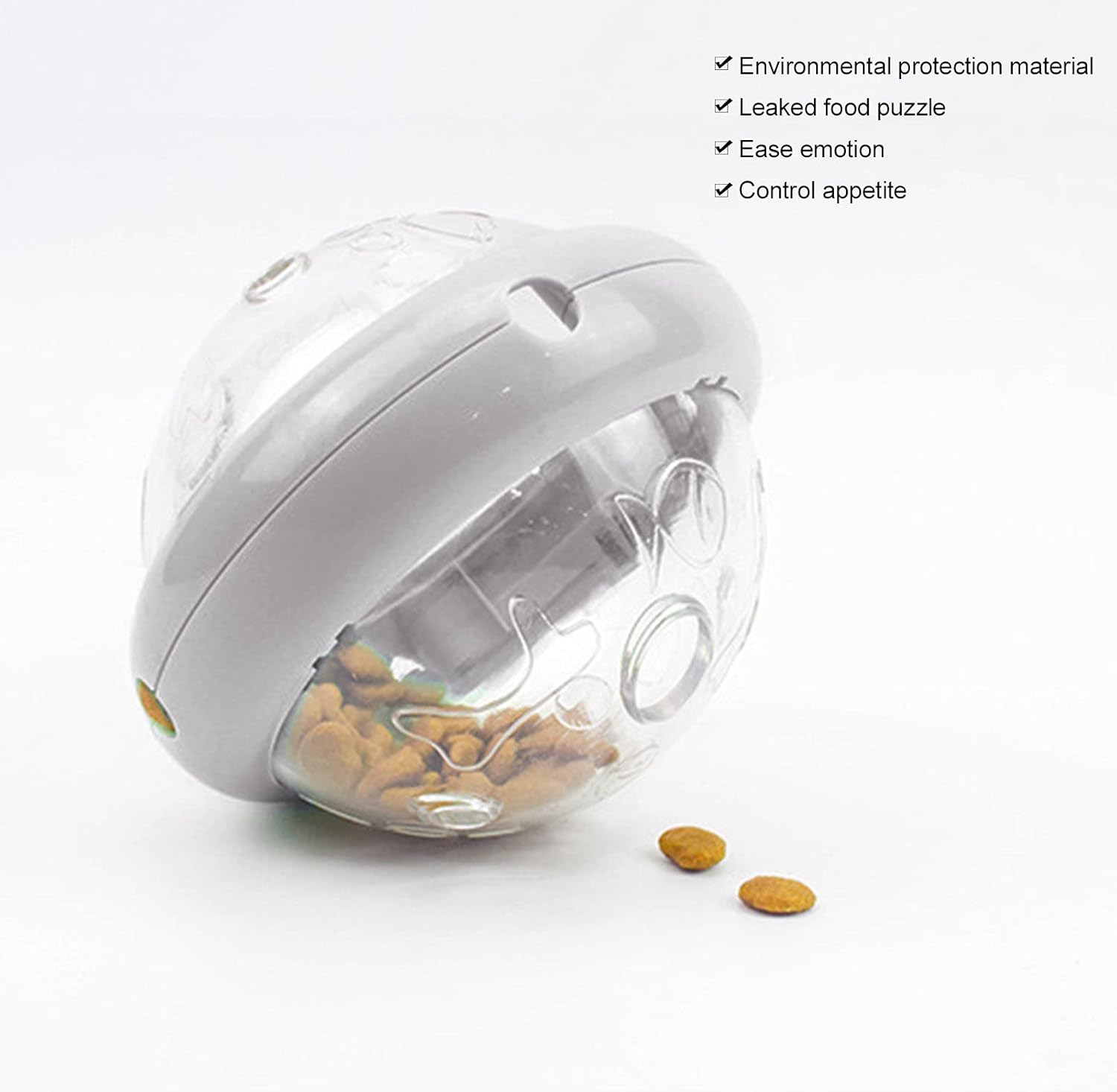 Dog Feeder Toy, Durable Flying Saucer Shaped Design Slow Eating Interactive Feeding Puzzle Toys, Pet Food Dispensing Puzzle Toy Feeding Dispenser for Dogs Cats (Ufo-Literary Gray) image number 4