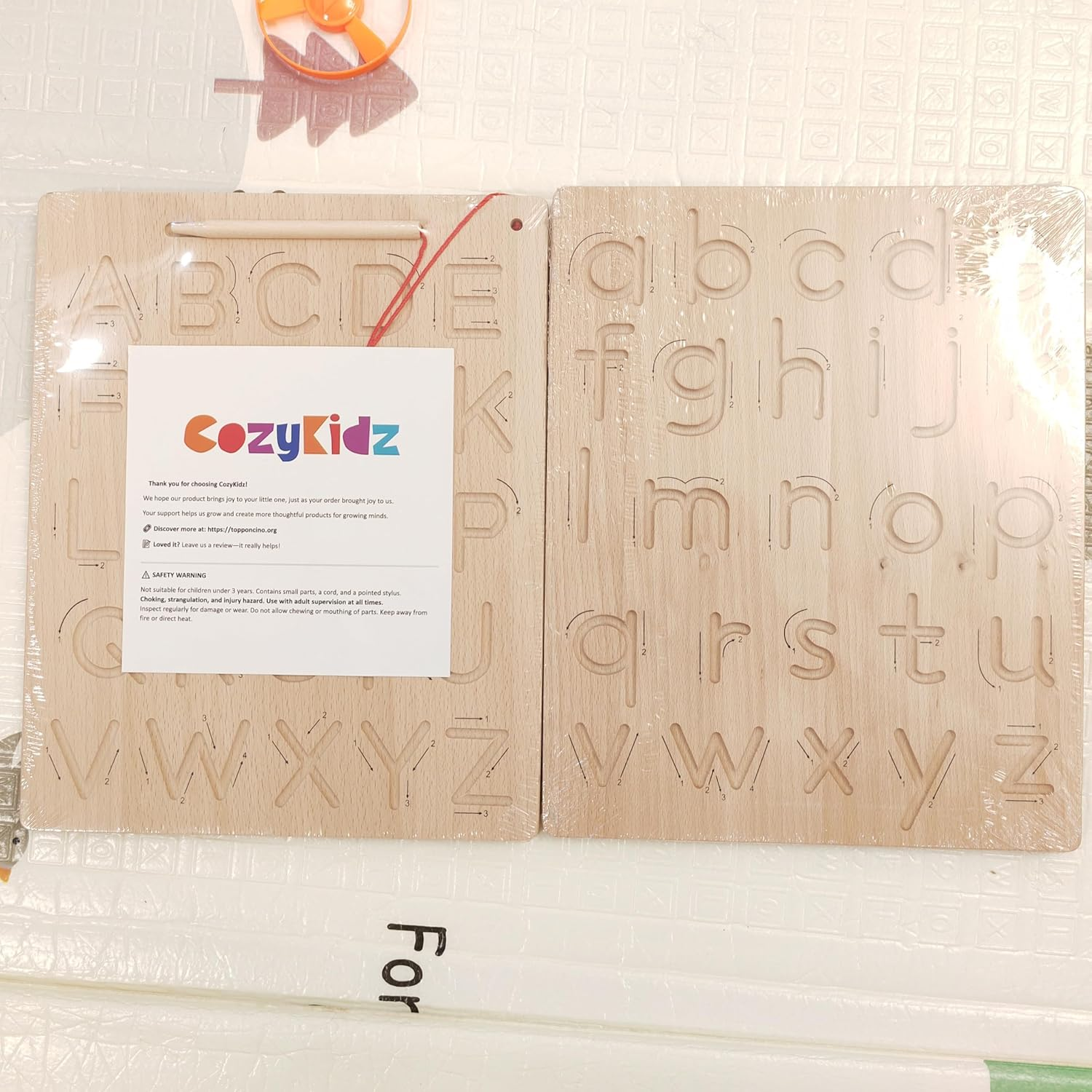 Double-Sided Wooden Alphabet Tracing Board &ndash; Uppercase & Lowercase Letters &ndash; Montessori ABC Learning Toy with Stylus &ndash; Fine Motor & Pre-Writing Skills for Toddlers & Preschoolers Ages 3+ image number 1