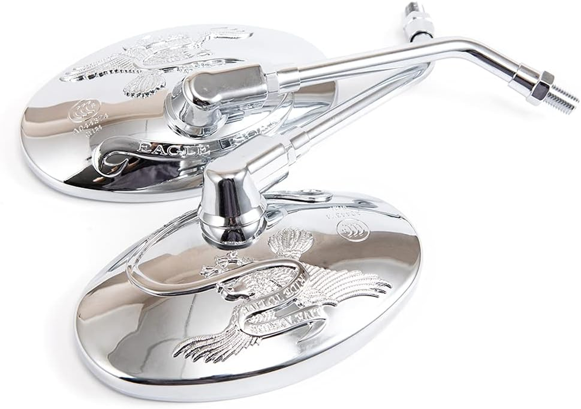 APEBAZY Universal Motorcycle Mirror Oval Chrome Rear View Mirror 10 Mm Motorcycle Side Mirror for Xt 600 Virago 125 535 1100 Vmax 1200 image number 1