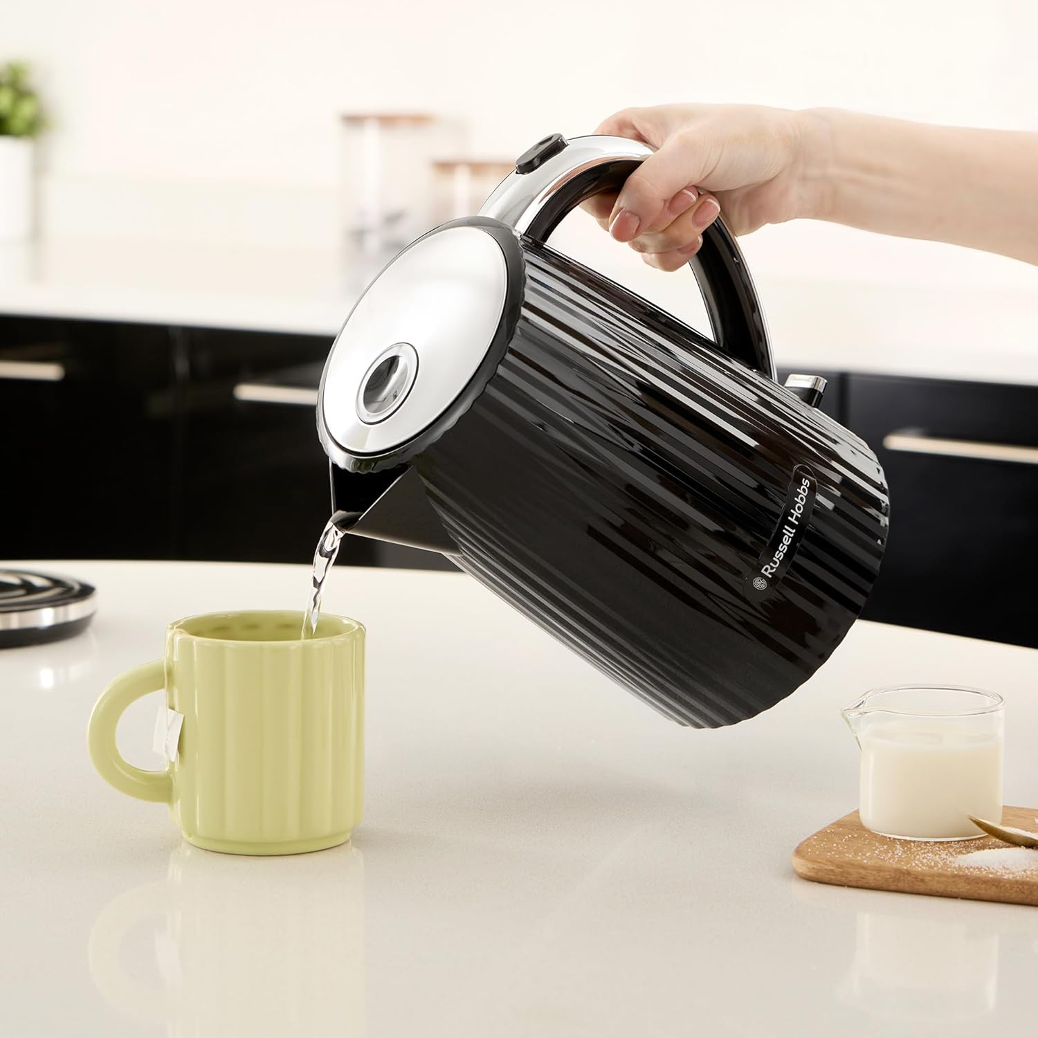 Russell Hobbs Eden Kettle, RHK2736BLK, Textured Design, Push to Open Lid, 360&deg; Base & Cord Storage, Water Window with Gauge, 1.7L Capacity, Black image number 2