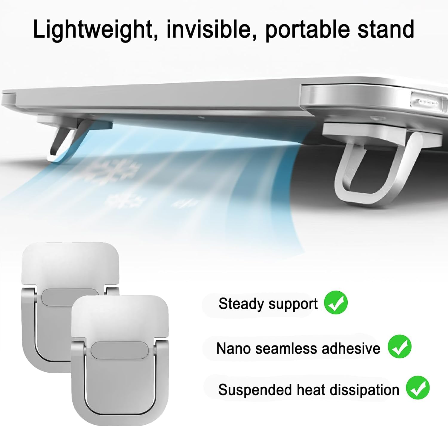 KOZTOL 2 Pack Portable Laptop Stand, Self-Adhesive Keyboard Riser Feet for Most Keyboards, Mini Computer Keyboard Stand for Desk