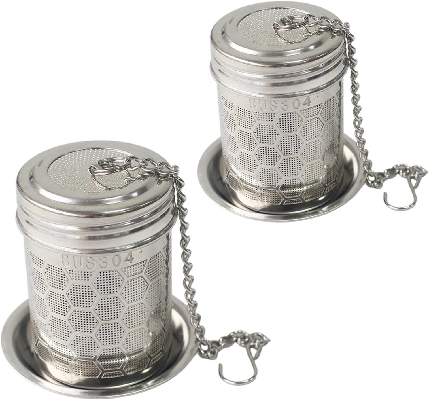 2 Pack Tea Infuser for Loose Tea,Chain,304 Stainless Steel Ball Strainer with Lid,Chain,Filter Mesh Insulated Tea Cup,For Brew Tea, Spices & Seasoning image number 5