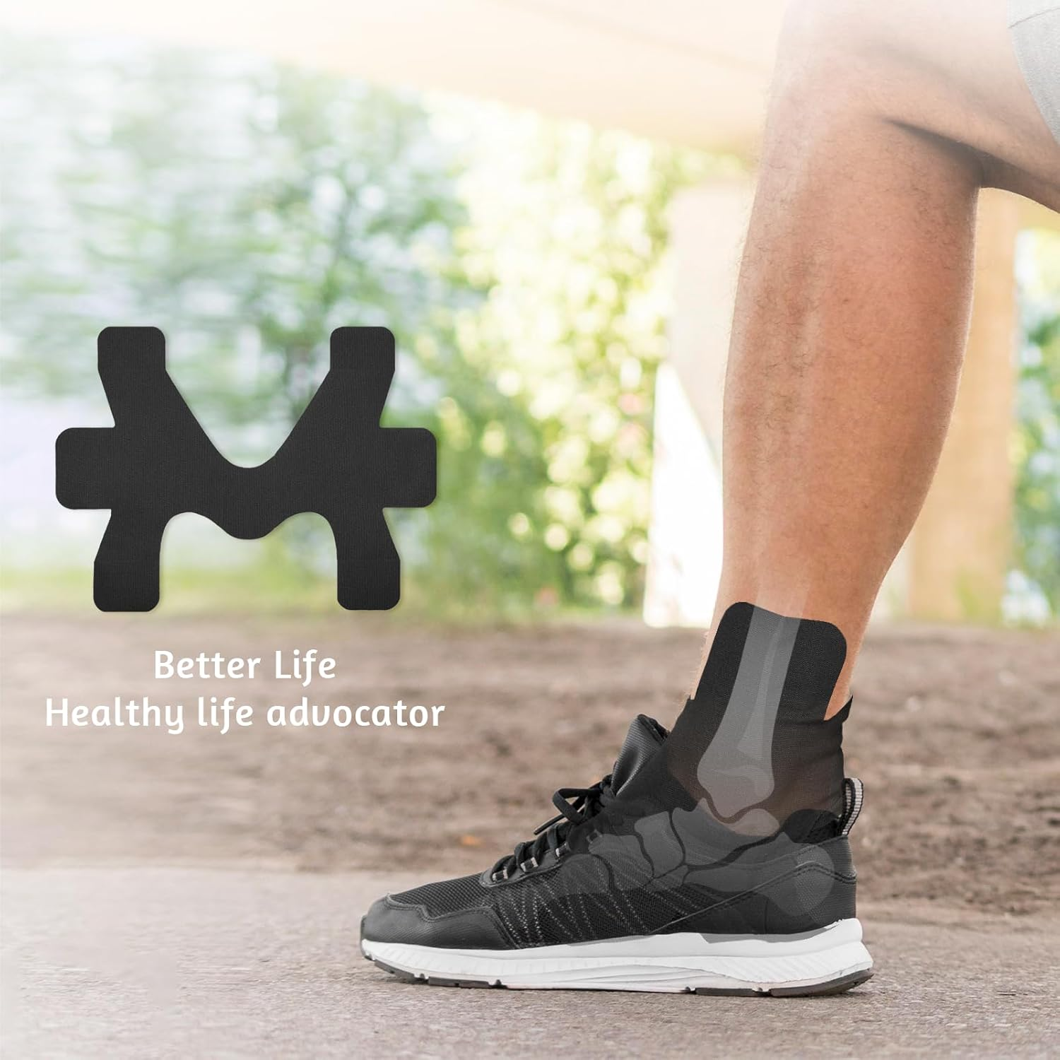 10 Pcs Precut Kinesiology Tape for Ankle Brace,Kinesiology Ankle Tape,Waterproof and Breathable Athletic Tape for Pain Relief,Ankle Support,Sprain Prevention and Ligament Stability(Black) image number 2