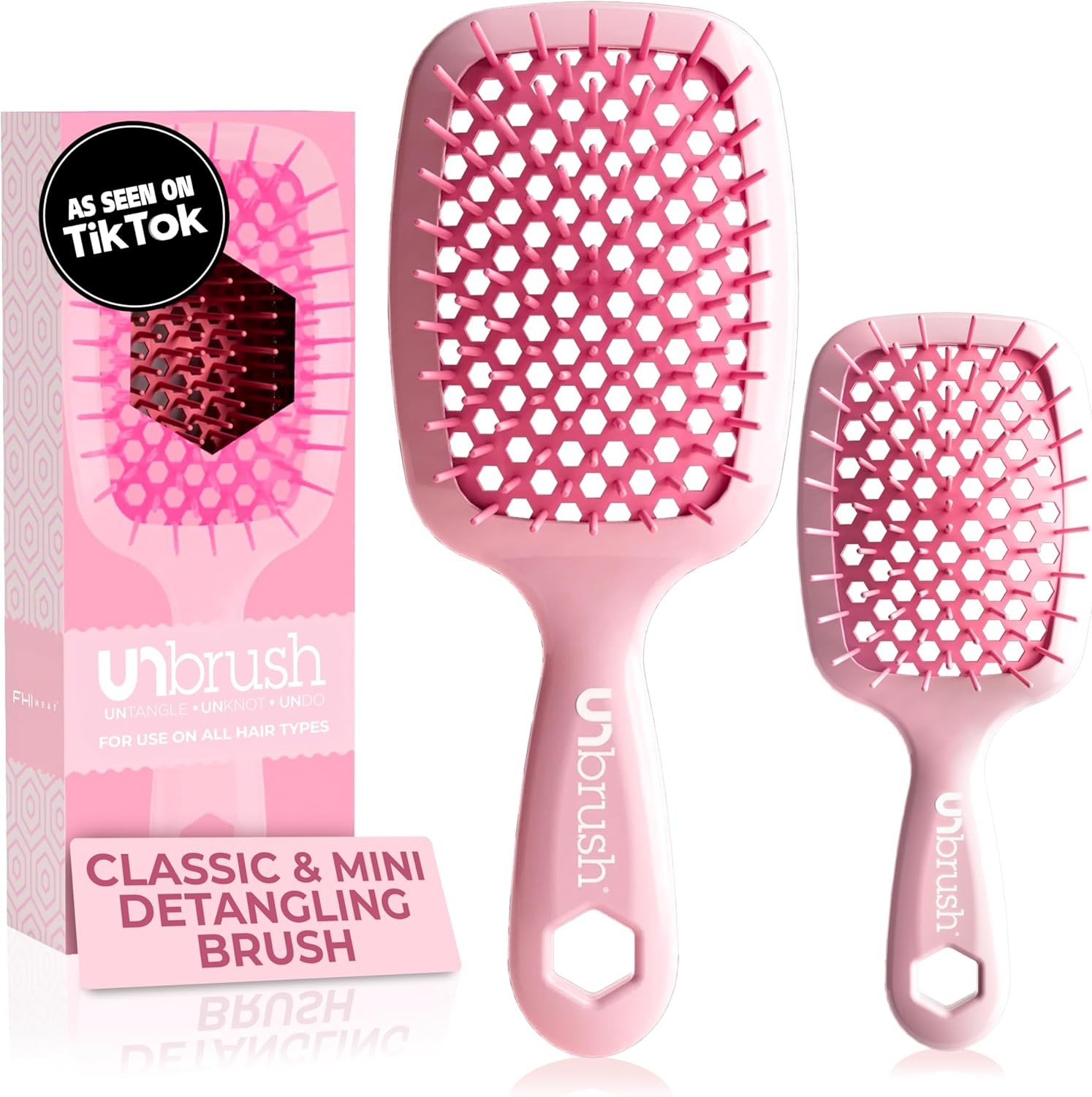 FHI HEAT Unbrush and Unbrush MINI Wet & Dry Vented Detangling Hair Brush, Periwinkle Light Blue