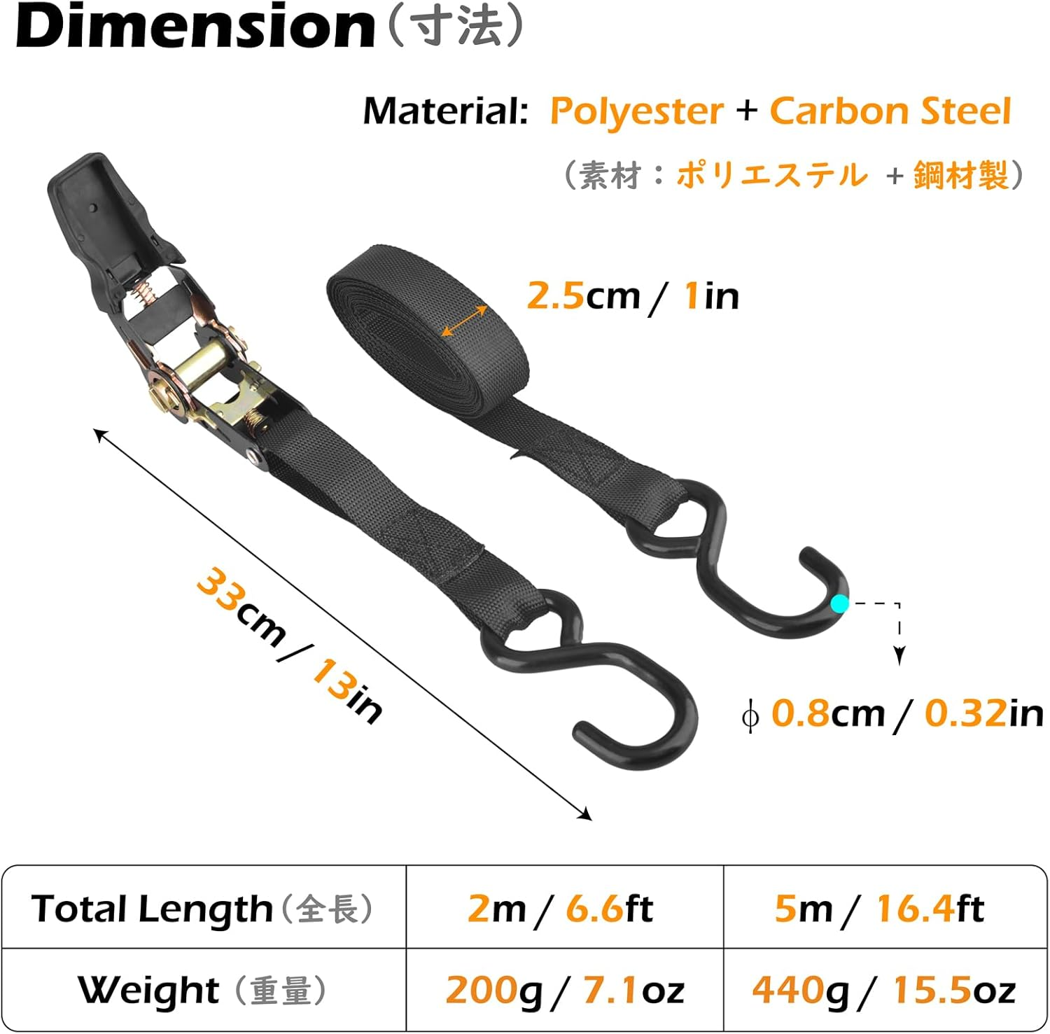 TRIWONDER Ratchet Tie down Straps with Hooks Heavy Duty Lashing Straps Cargo Straps for Trucks Moving Motorcycle Rachette Tiedowns image number 5