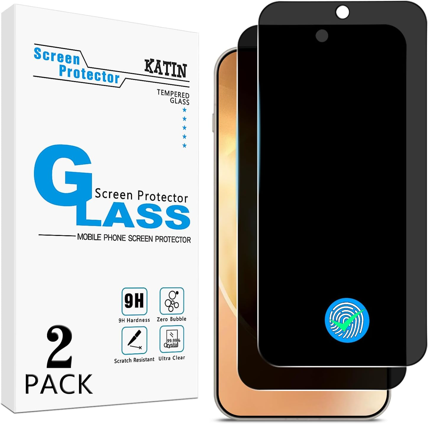 KATIN 2 Pack Privacy Screen Protector for OPPO Find X9 Pro and Oneplus 15, 9H anti Spy Tempered Glass, anti Scratch, Bubble Free image number 3