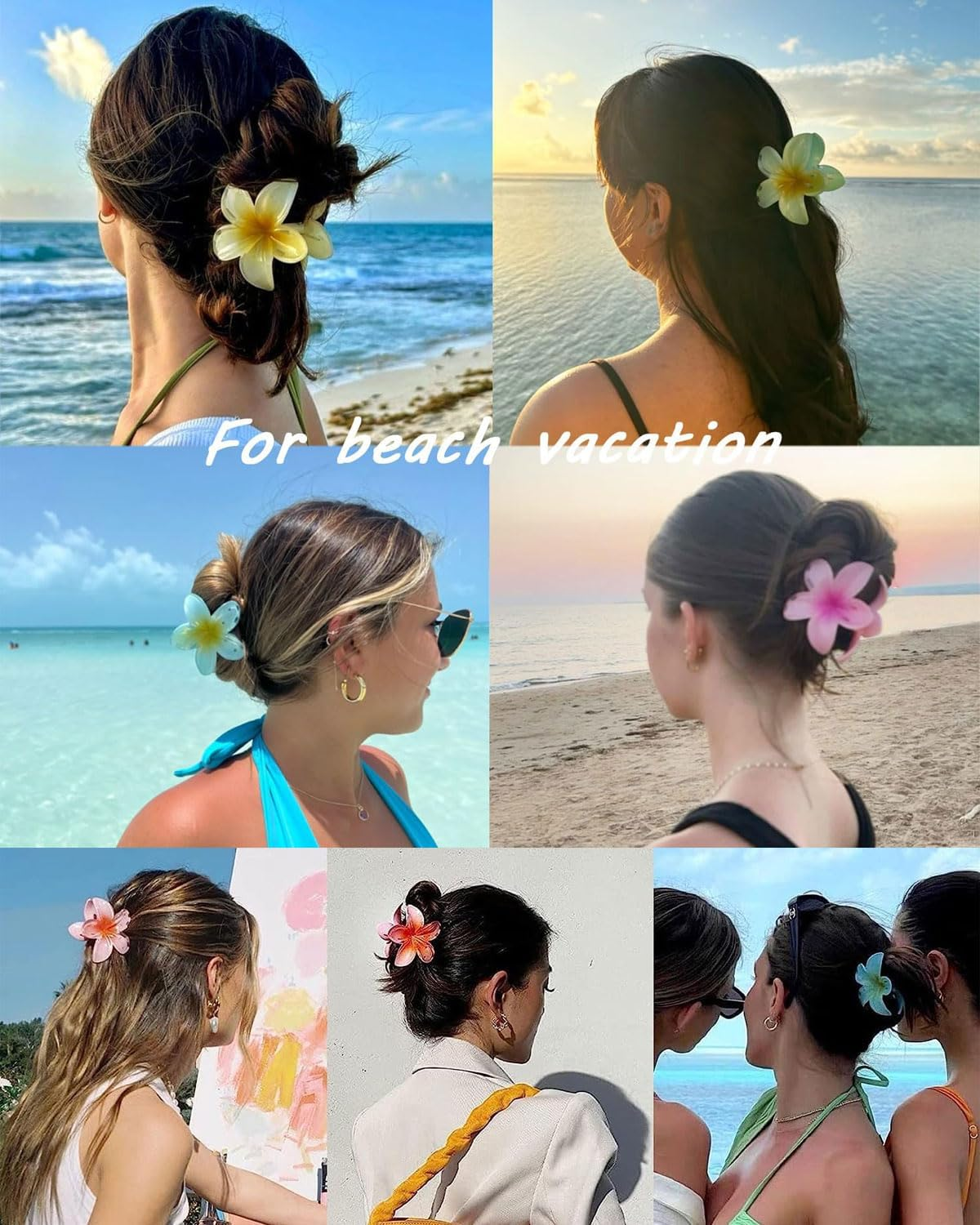 JUKOTA Pack of 6 Flower Hair Clips, 6 Cm Colourful Flower Hair Pins for Women, Cute Hawaiian Hair Clip, Hair Accessories, Non-Slip Plastic Hair Clips, Gifts for Women and Girls image number 1