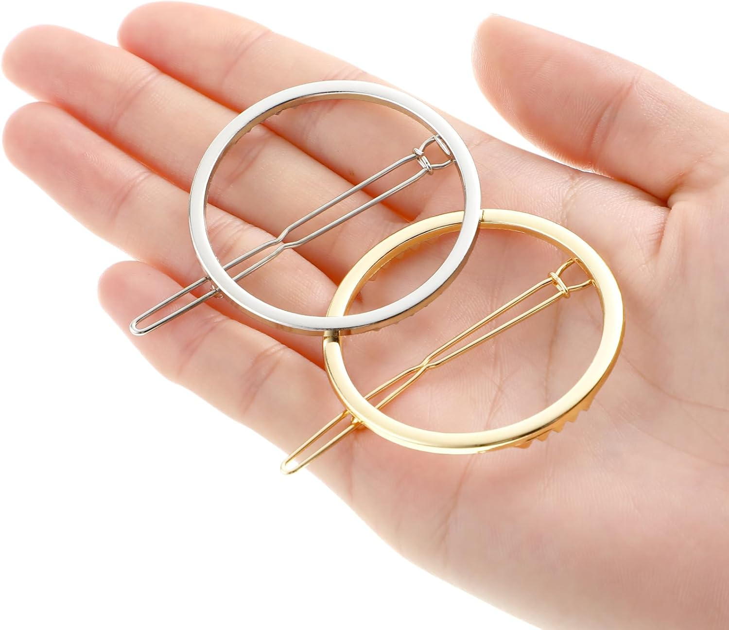 FOMIYES Pack of 2 Minimalist round Ponytail Clips, Alloy Circle Hair Clips, Headpiece, Creative Metal Hair Pin for Women and Girls (Silver) image number 6