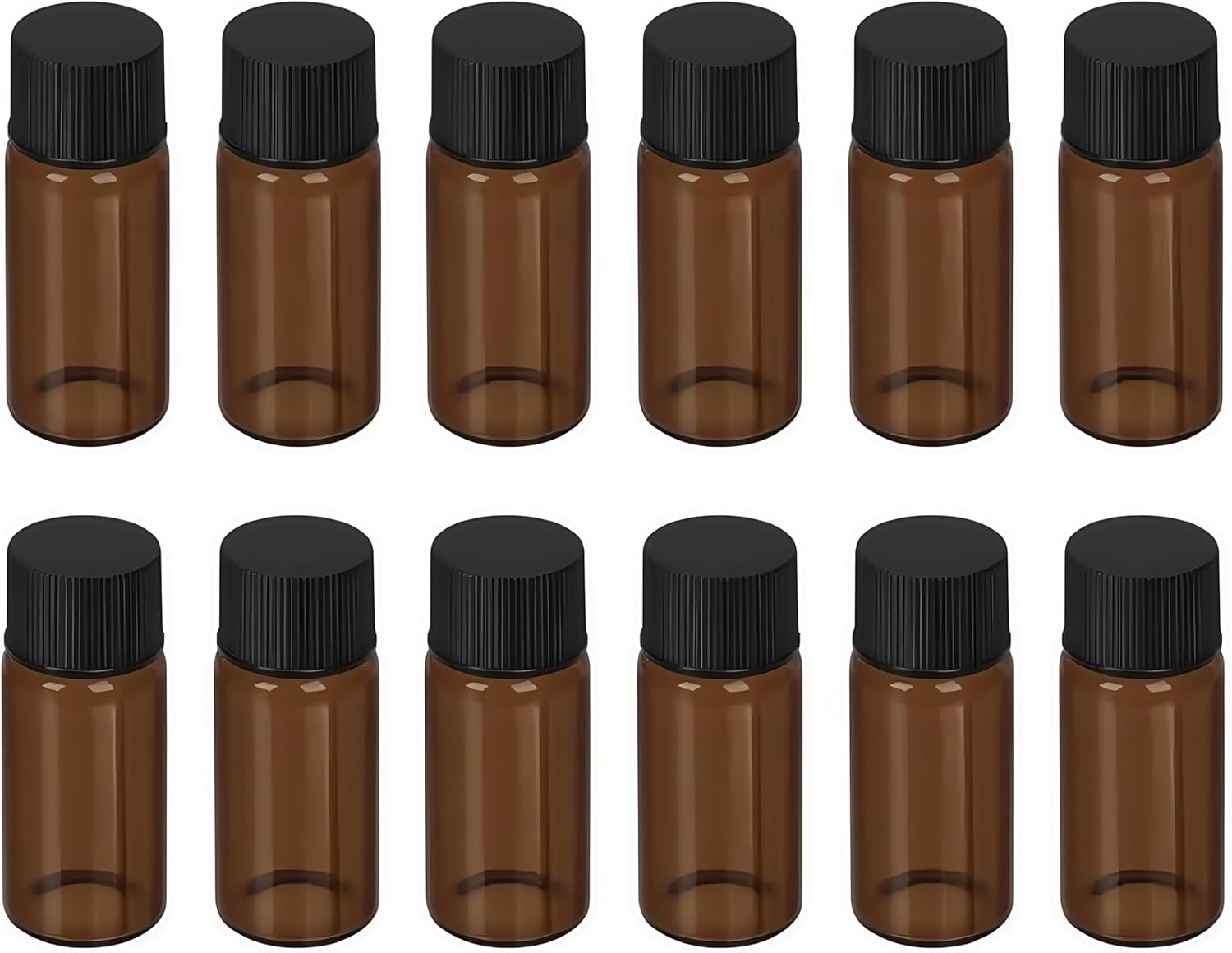 20Ml Amber Glass Vials,12 Pcs Screw Cap Beads Bottles,Bottle Test Tubes,Sample Vials,Containers Flat Test Tubes Solid Bottle, Refillable Empty,For Essential Oils, Perfume, Leak Proof Travel(Brown) image number 3