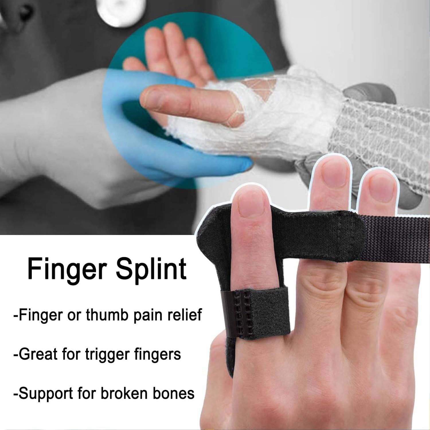 KOZTOL Finger Splint, 4Pcs Finger Brace Support Stabilizer, Adjustable Finger Brace for Index, Middle, Ring Fingers Straightening Arthritis Knuckle Immobilization image number 2