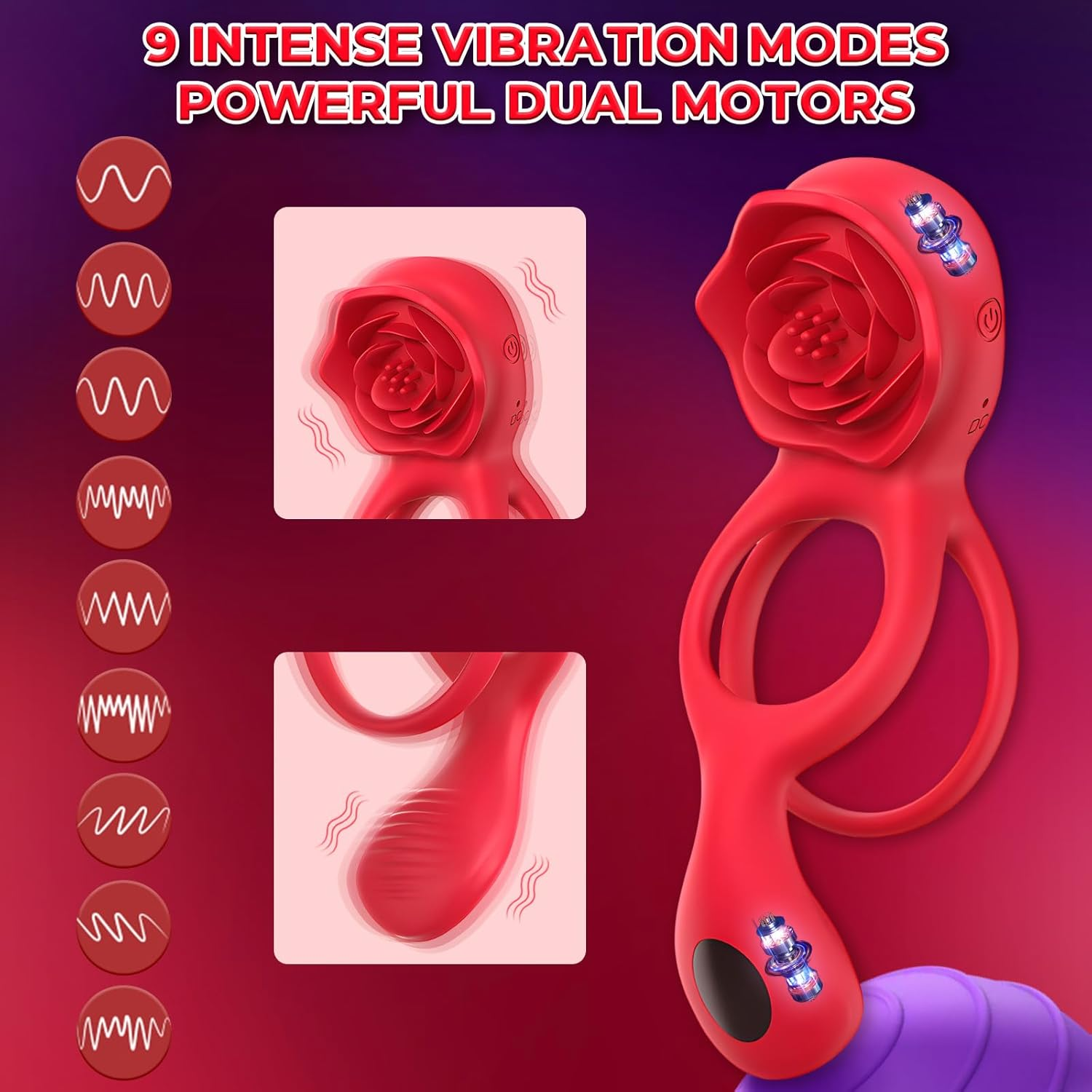 ZEZELIFE 9 Vibration Modes Vibrating Cock Ring with Clitoral Stimulation, 4 in 1 Erotic Toys for Women, Vibrating Sex Ring for Couples, Men'S Testicle Massager, Waterproof Rechargeable Sex Toys for Adults