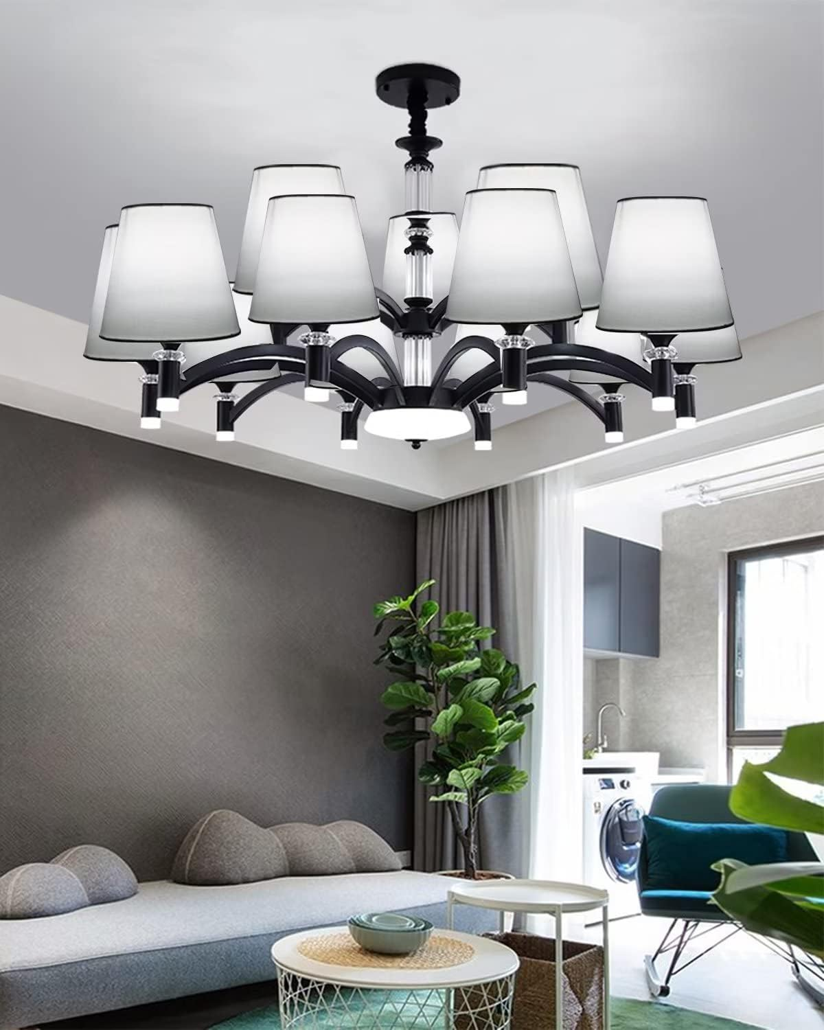 Sinta Fabric Lampshade &Oslash;5.5/14Cm Small Light Shade for E14/E27 Chandelier, Upright Wall Lamp, Table Lamp, Candle Light, White image number 3