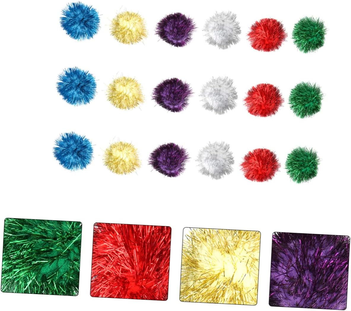 ANDRESLAD 18Pcs Cat Pom Balls Tinsel Pom Bite-Resistant Pet Ball Toy 5Cm for Cat Play and Teasing Interactive Indoor Toys Random Color image number 5