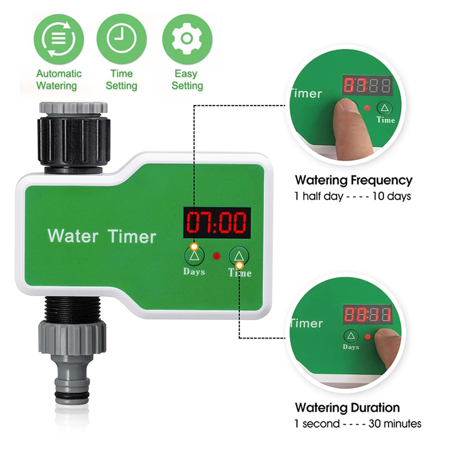 Automatic Drip Irrigation Kits, 98.4FT Drip Irrigation System with Garden Timer, Quick Connector Watering Nozzles for Greenhouse, Garden, Lawn, Potted Plants Green image number 5