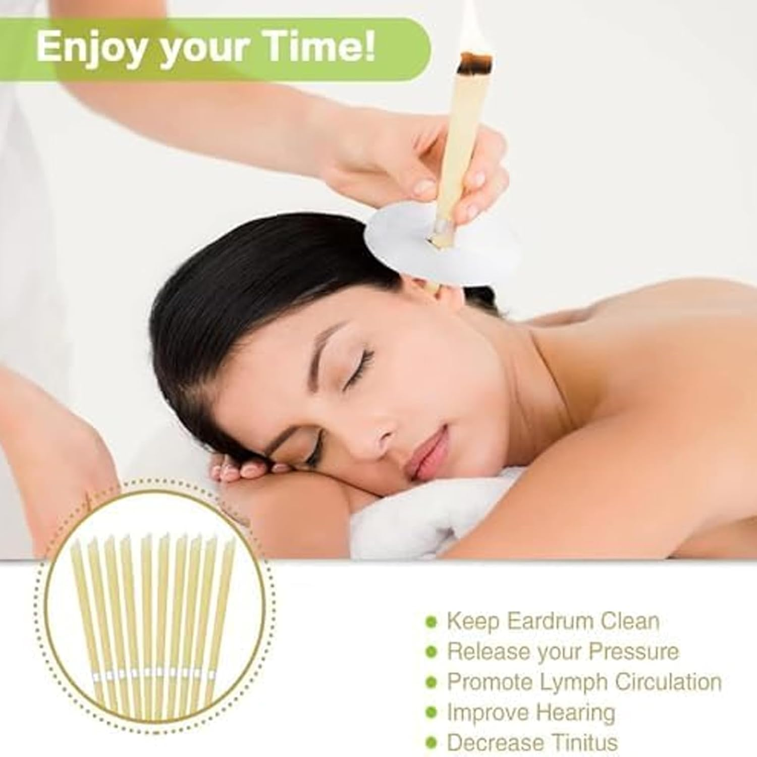 10-Pcs Organic Ear Candles with Lavender Infusion，Gentle Ear Cleaner for Sensitive Skin，Safe Ear Wax Removal with Eco-Friendly Tools (Yellow, 12Pcs)