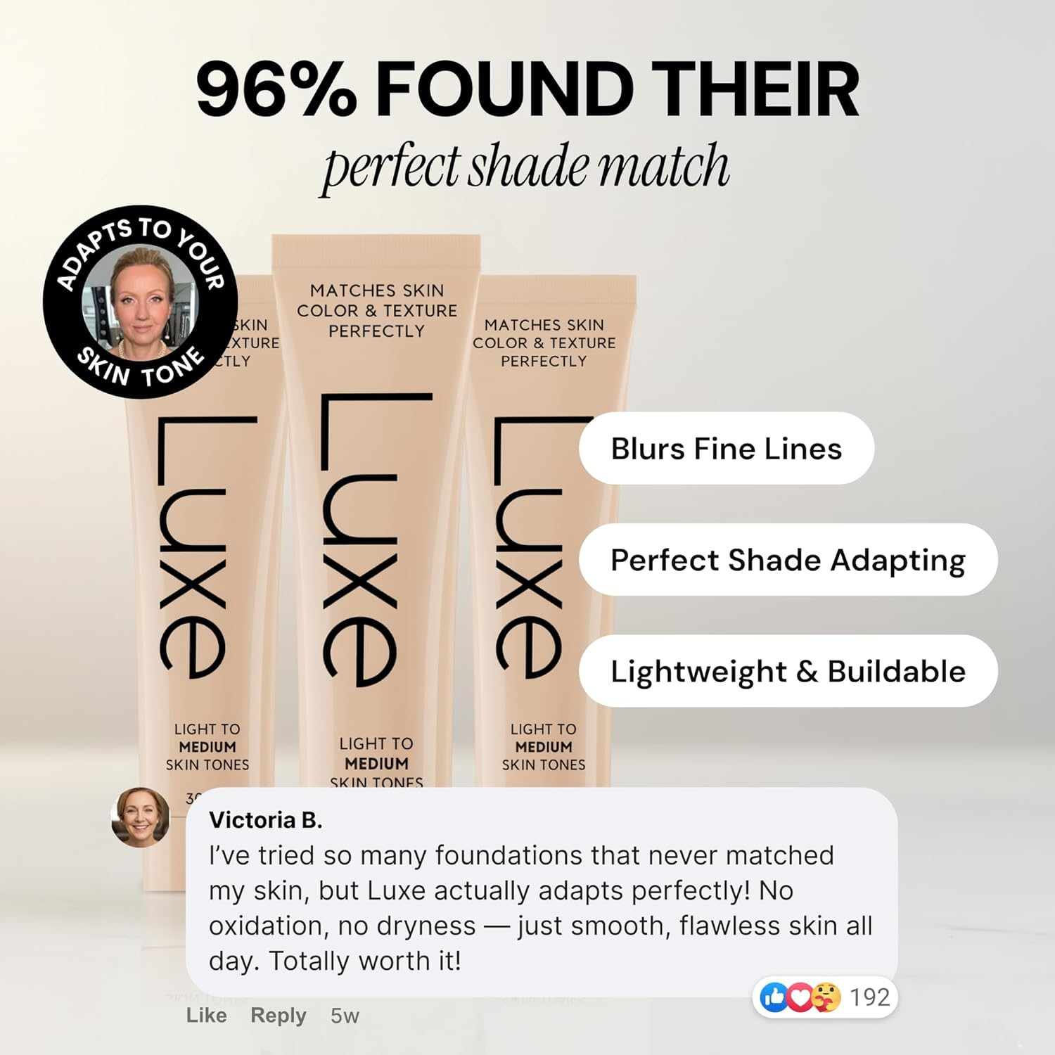 Luxe Color Changing Foundation for Women &ndash; Instantly Adapts to Your Skin Tone &ndash; Buildable Light-To-Medium Coverage &ndash; 12-Hour Wear &ndash; Natural Dewy Finish image number 5