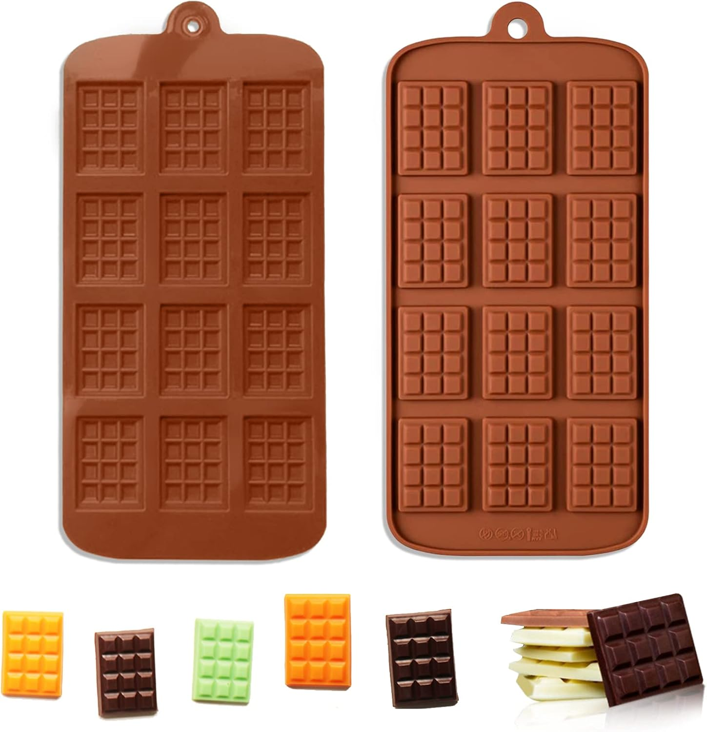 2 Pieces Silicone Square Chocolate Moulds, Non-Stick, Reusable, Multi-Purpose, Great Value Set