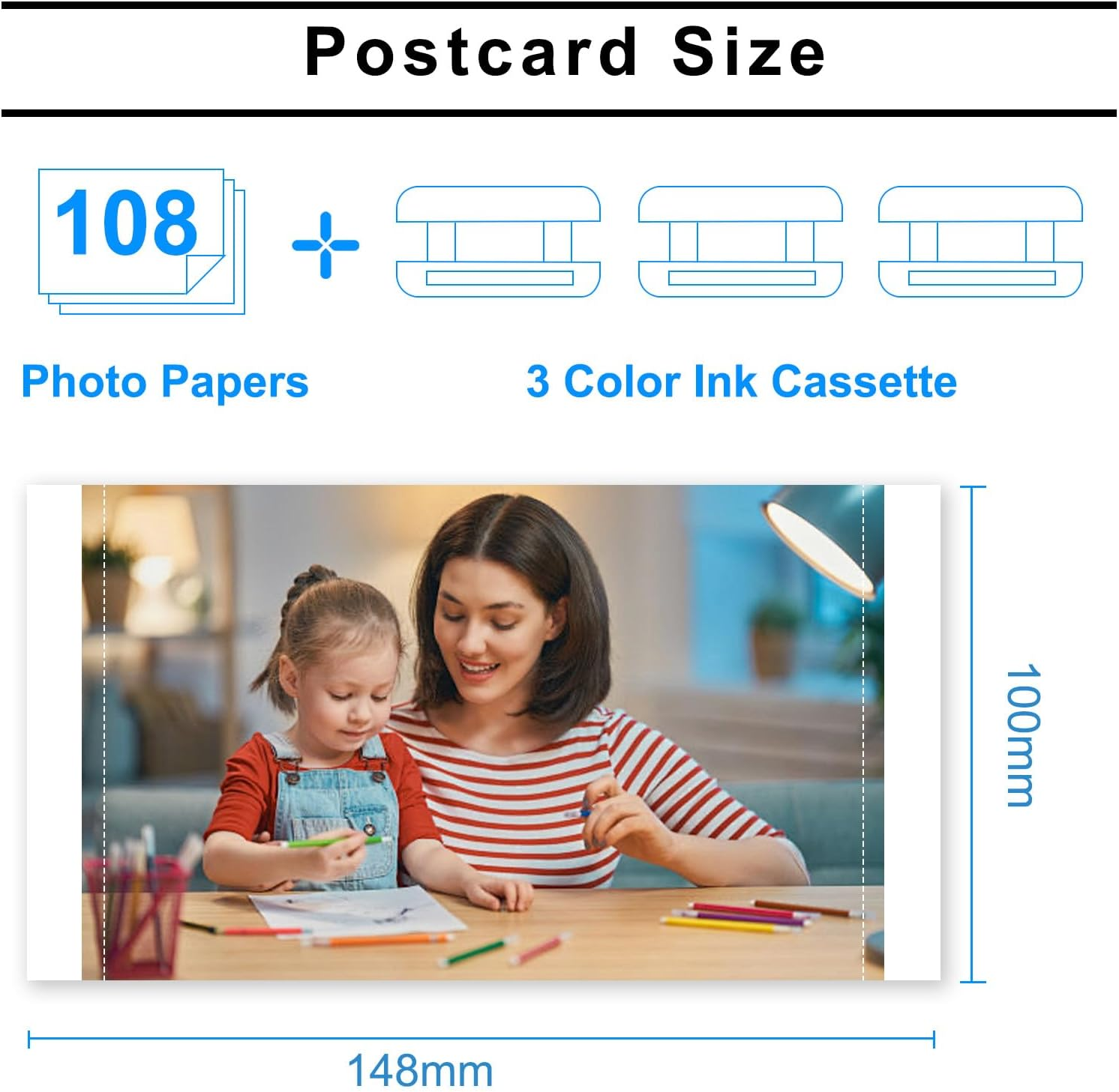 Compatible for Canon Selphy CP1500 Ink and Paper KP-108IN Color Ink Set Compatible for SELPHY CP1500 CP1200 CP910 CP900 CP760 CP770 Wireless Compact Printer (4 X 6 Inch 108 Sheets+3 Ink Cartridges image number 2