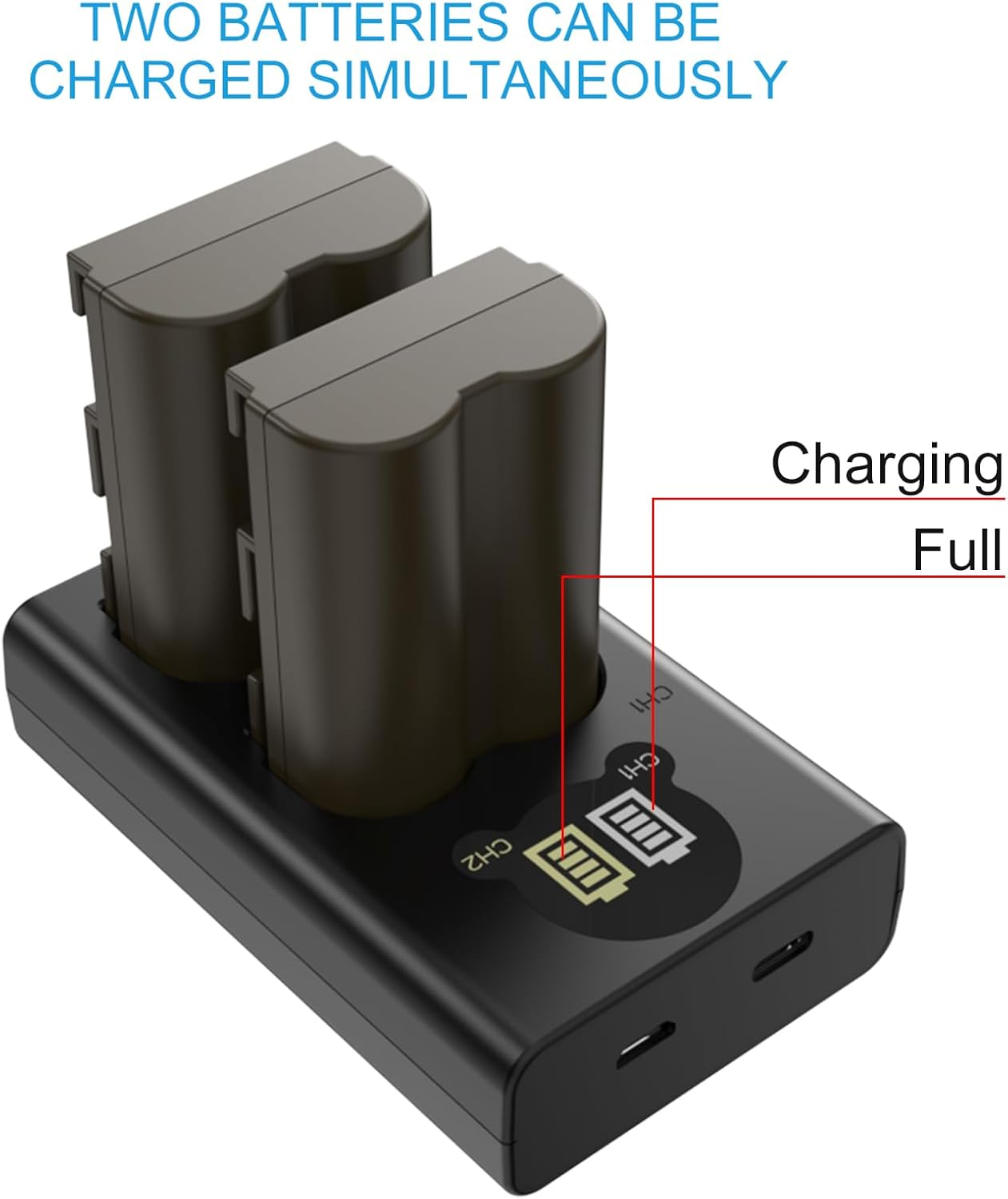 BP-511 BP-511A Battery (2 Pack) and Dual USB Charger Kit for Canon EOS BP-511 BP-511A 5D 50D 40D 20D 30D 10D Digital Rebel 1D D60 300D D30 Kiss Powershot G5 Pro 1 G2 G3 G6 G1 Pro90 image number 6