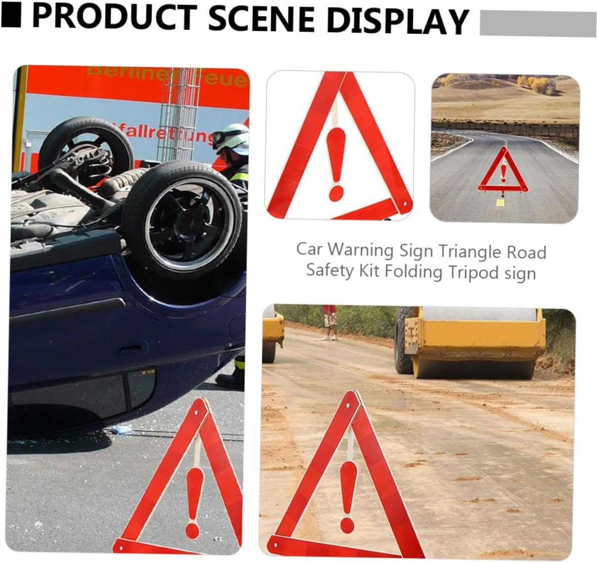 4Pcs Auto Warning Triangles 39X39Cm Reflective Car Safety Kit Multipurpose Roadside Emergency Signs for Vehicle Breakdown image number 6