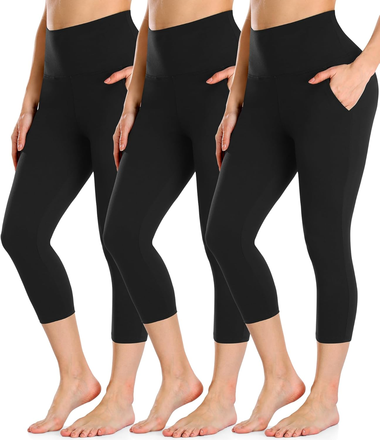 FULLSOFT 3 Pack Capri Leggings for Women