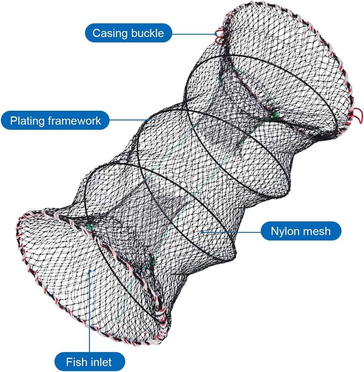 AIMALL 2 PCS Multifunctional Fishing Net for Crab, Shrimp, and Fish, Retractable Nylon Mesh Net with Casing Buckle and Plating Framework, 23.6 X 17.7 Inches