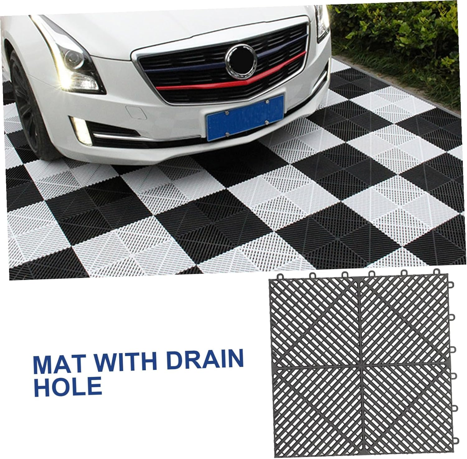PRETYZOOM 2Pcs Modular Interlocking Floor Tile Mats with Drain Non-Slip Car Wash Drainage Mats for Wet Areas Bathroom Pool Deck Material