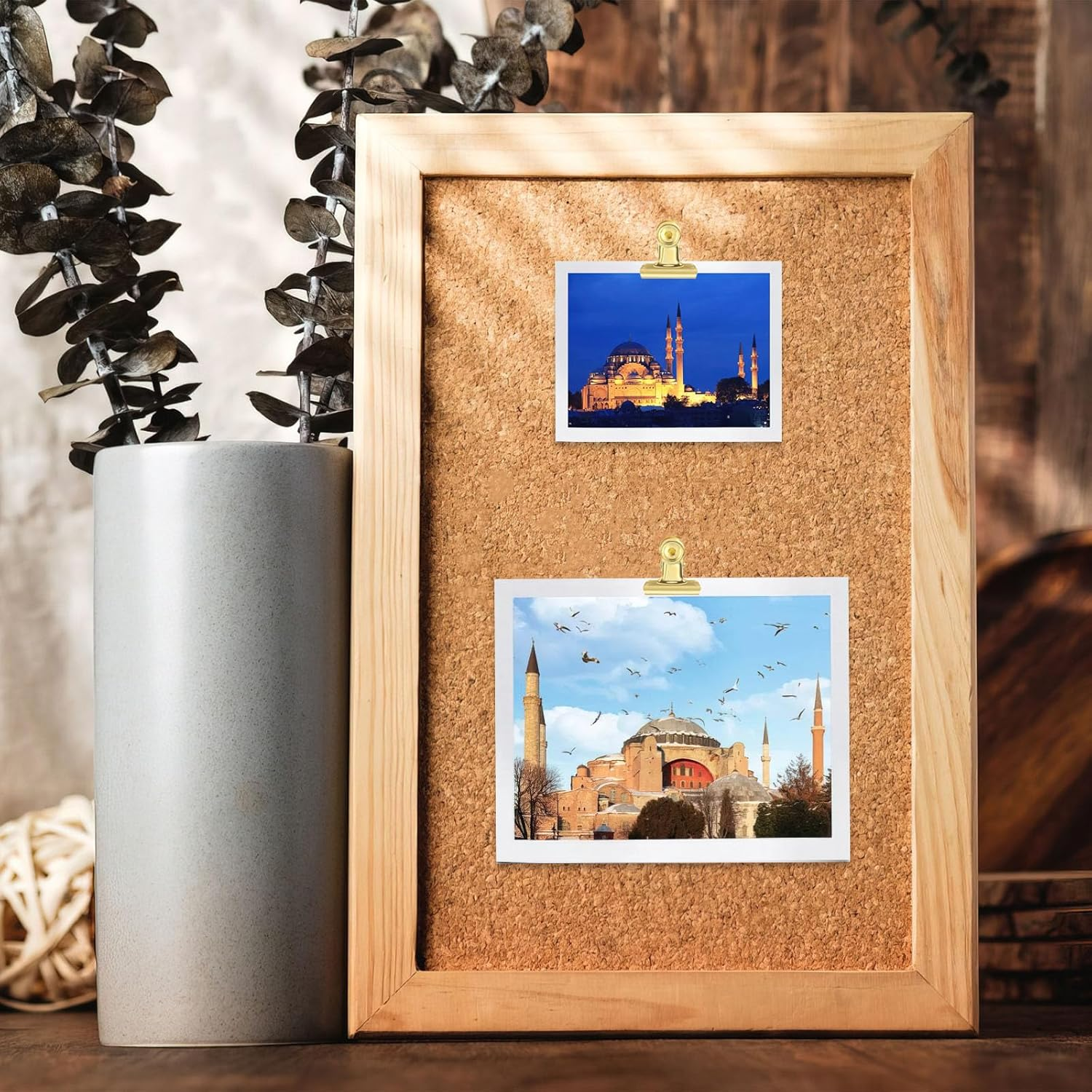 30 PCS Gold Push Pins, Heavy Duty Push Pins Clips, Thumb Tack Clips, Push Pins with Clips for Bulletin Board Decorations, Craft Projects, Artworks, Photos (Gold)