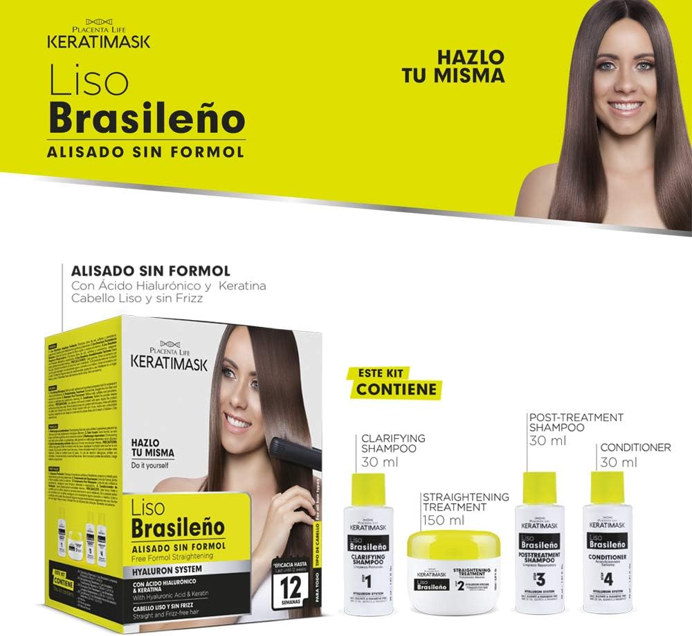 Be Natural Be Natural, Keratimask Brazilian Straightening Kit, Professional Long Lasting Result. Pack with 3 Kits. Pack of 3 380 G image number 5