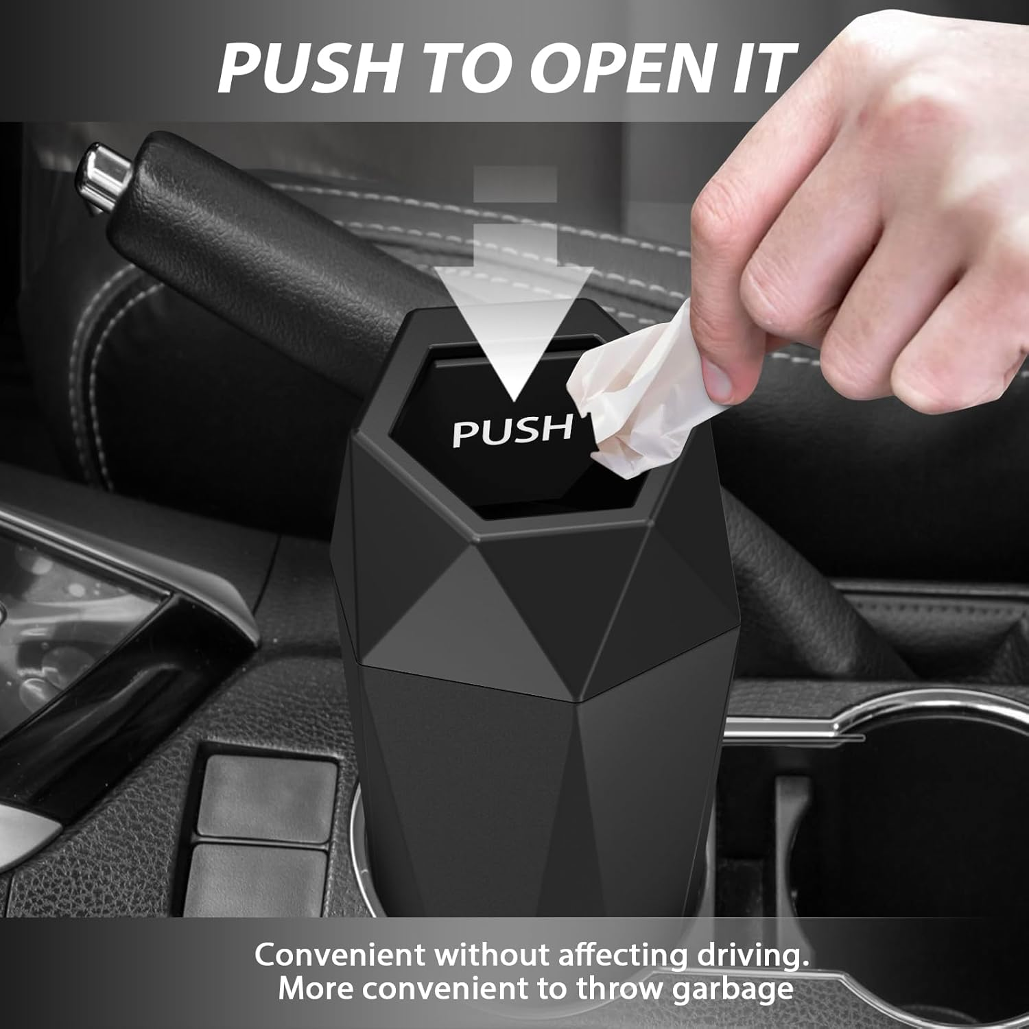 Keyiduid Car Trash Can with Lid, 2 Pack Cup Holder Garbage Can for Car, Leakproof Small Trash Bin, Mini Trash Can for Cars, Home, Bedroom, Office (Black) - 1, Gold image number 4