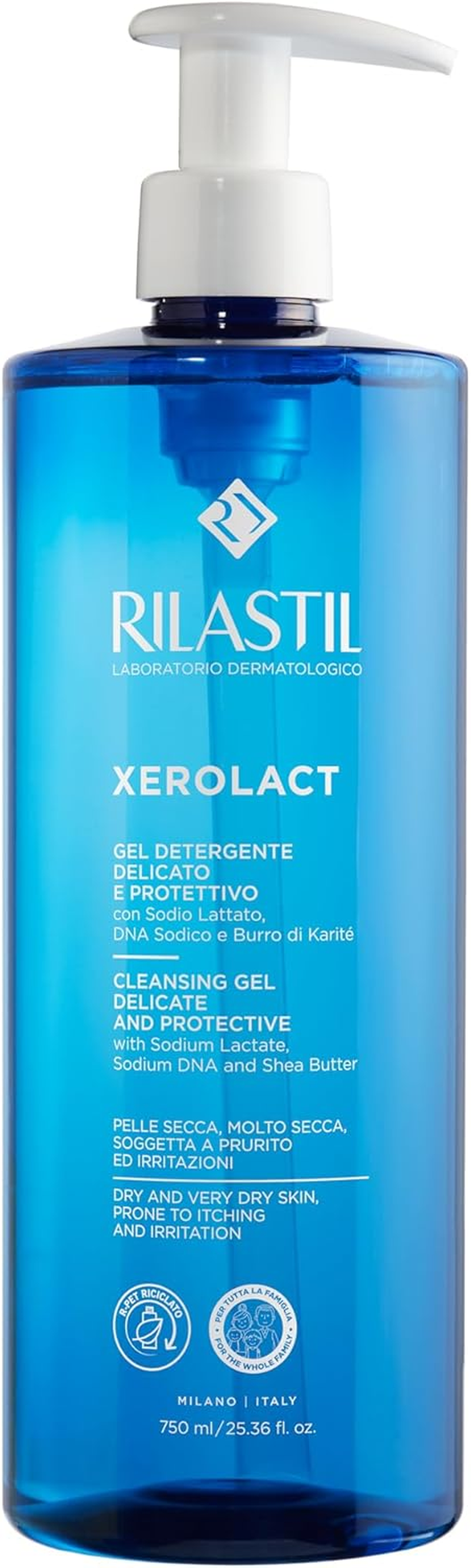 Rilastil Xerolact Gel Limpiador Reparador Para Piel Seca Con Tendencia Al Rascado E Irritaci&oacute;n, 750 Mililitros image number 5