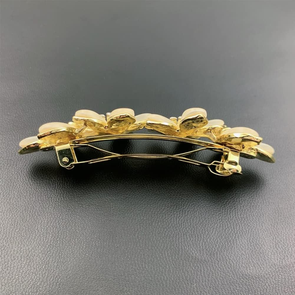 Vintage Hair Barrettes, Opal Hair Clips French Crystal Flower Hairpin Hair Accessories for Women Girl image number 4