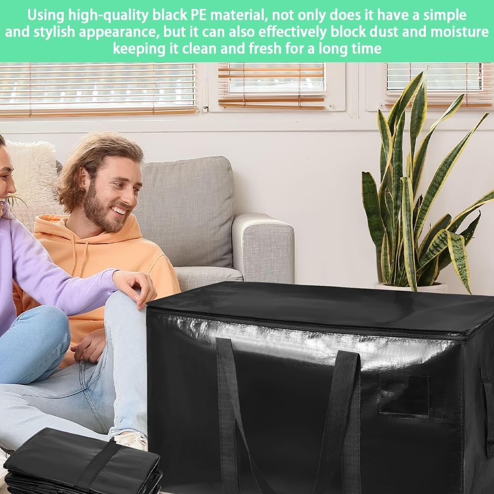 MOTRAIN 6 Pack Heavy Duty Storage Bags with Zippers and Strong Handles for Storage Travel Camping Space Saving Alternative to Moving Boxes College Essentials Moving Supplies image number 4