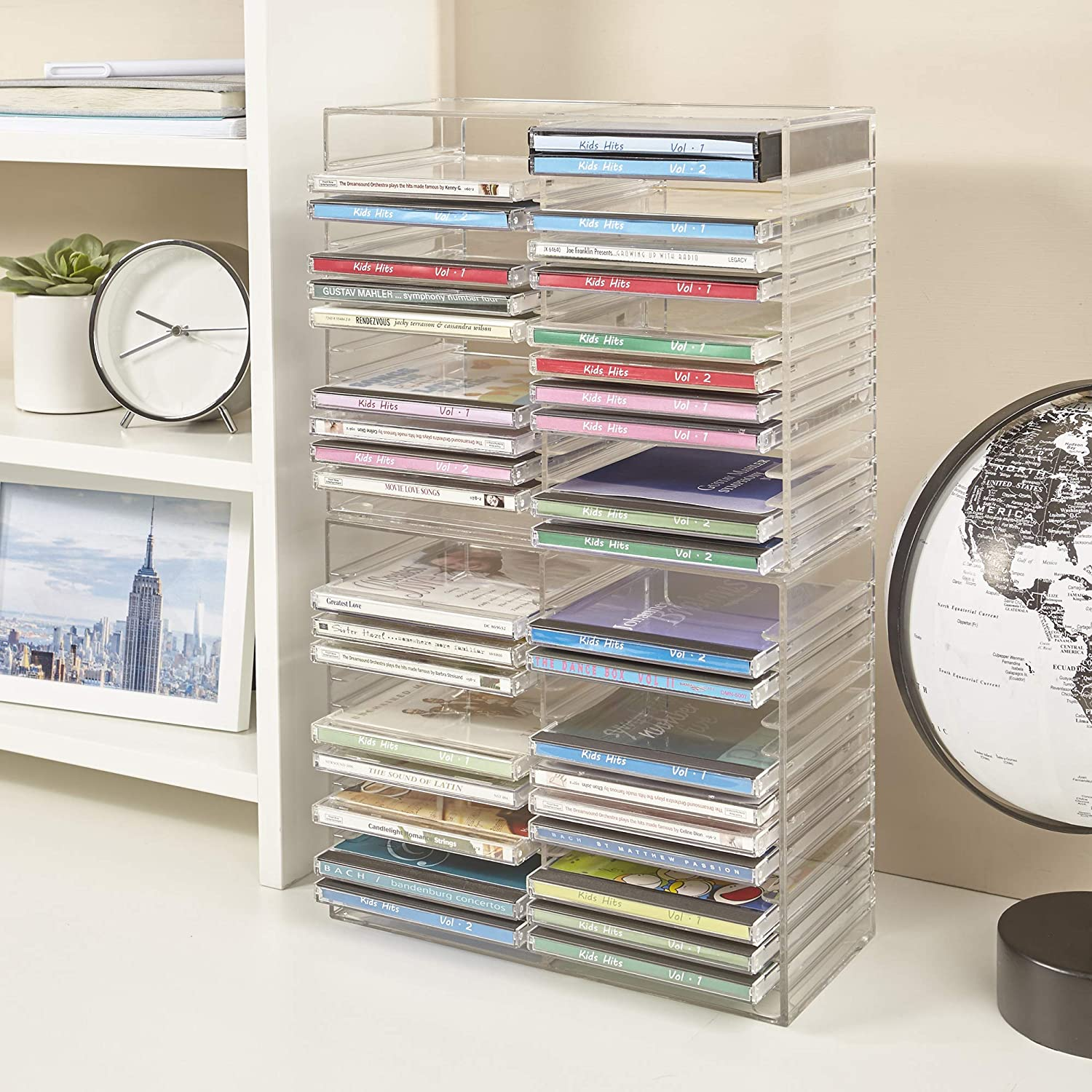 Stackable Clear Plastic CD Holder - Holds 30 Standard CD Jewel Cases image number 4