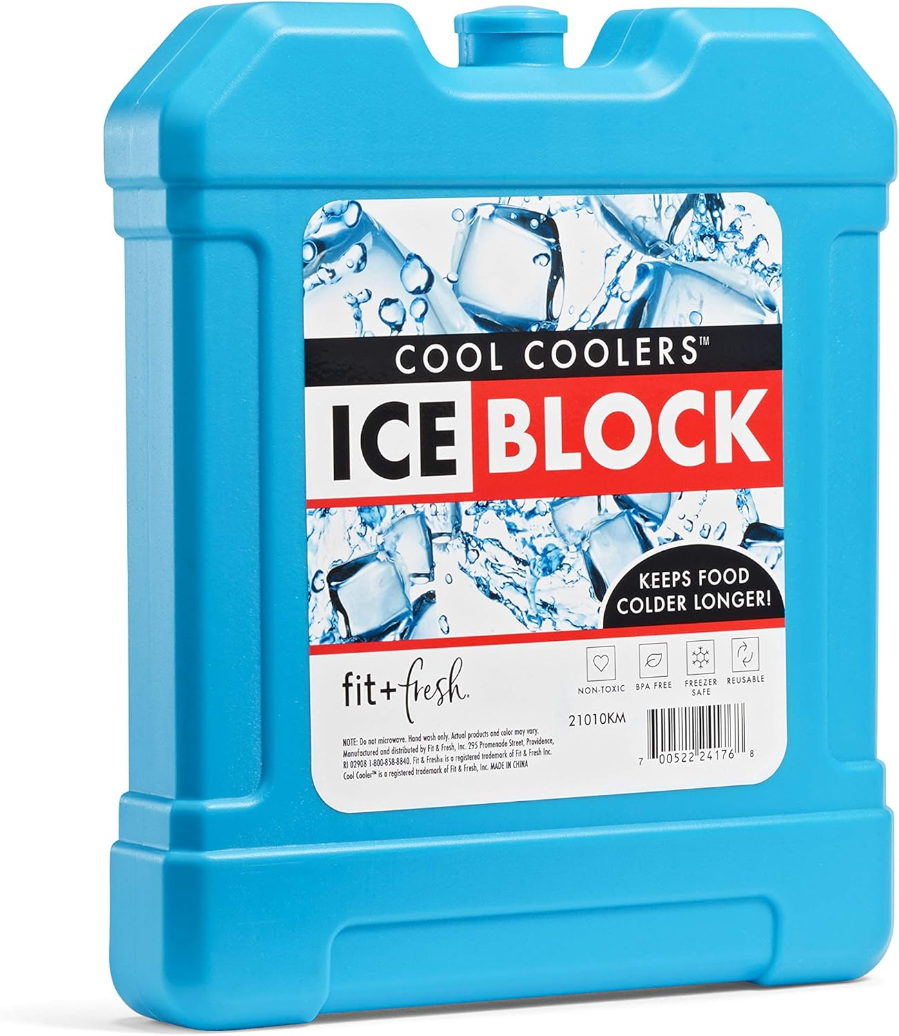 Cool Coolers by Fit & Fresh 4 Pack XL Slim Ice Packs, Quick Freeze Space Saving Reusable Ice Packs for Lunch Boxes or Coolers, Blue, 239ICE, 4 Count (Pack of 1)