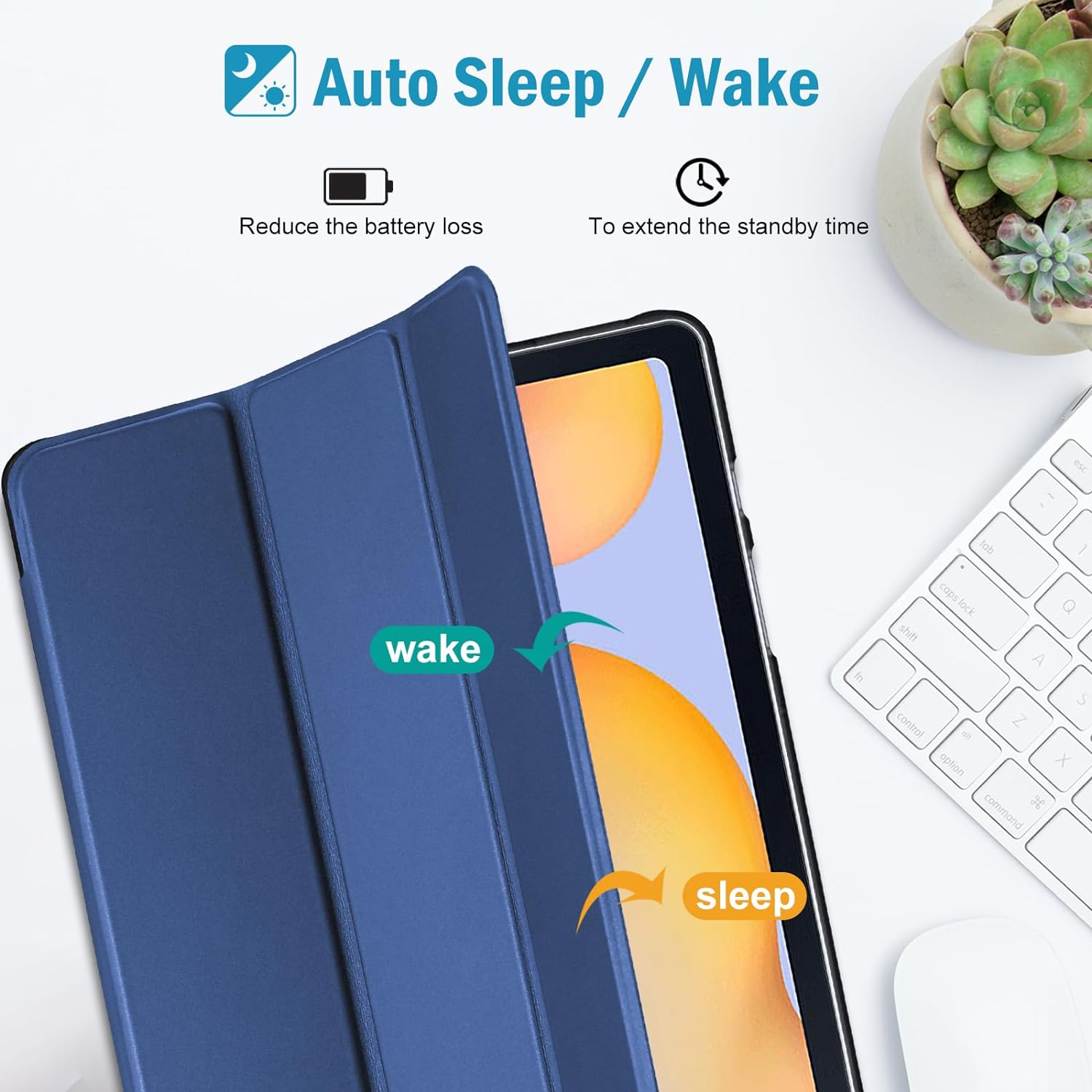 Procase Cover for Galaxy Tab S6 Lite 10.4 Case 2024 2022 2020 with S Pen Holder(Sm-P620/P625/P613/P619/P615/P610), Trifold Stand Folio Soft TPU Translucent Back Cover Support Auto Wake/Sleep -Navy