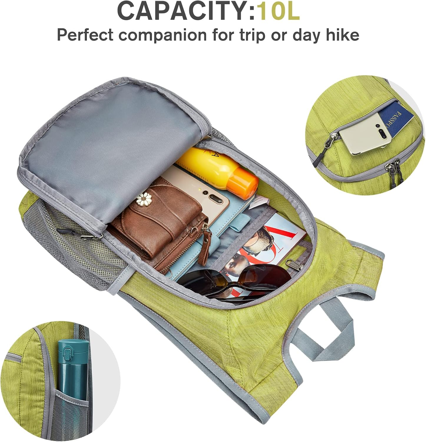 G4Free 10L/15L/20L Hiking Backpack Lightweight Packable Hiking Daypack Small Travel Outdoor Foldable Shoulder Bag image number 7