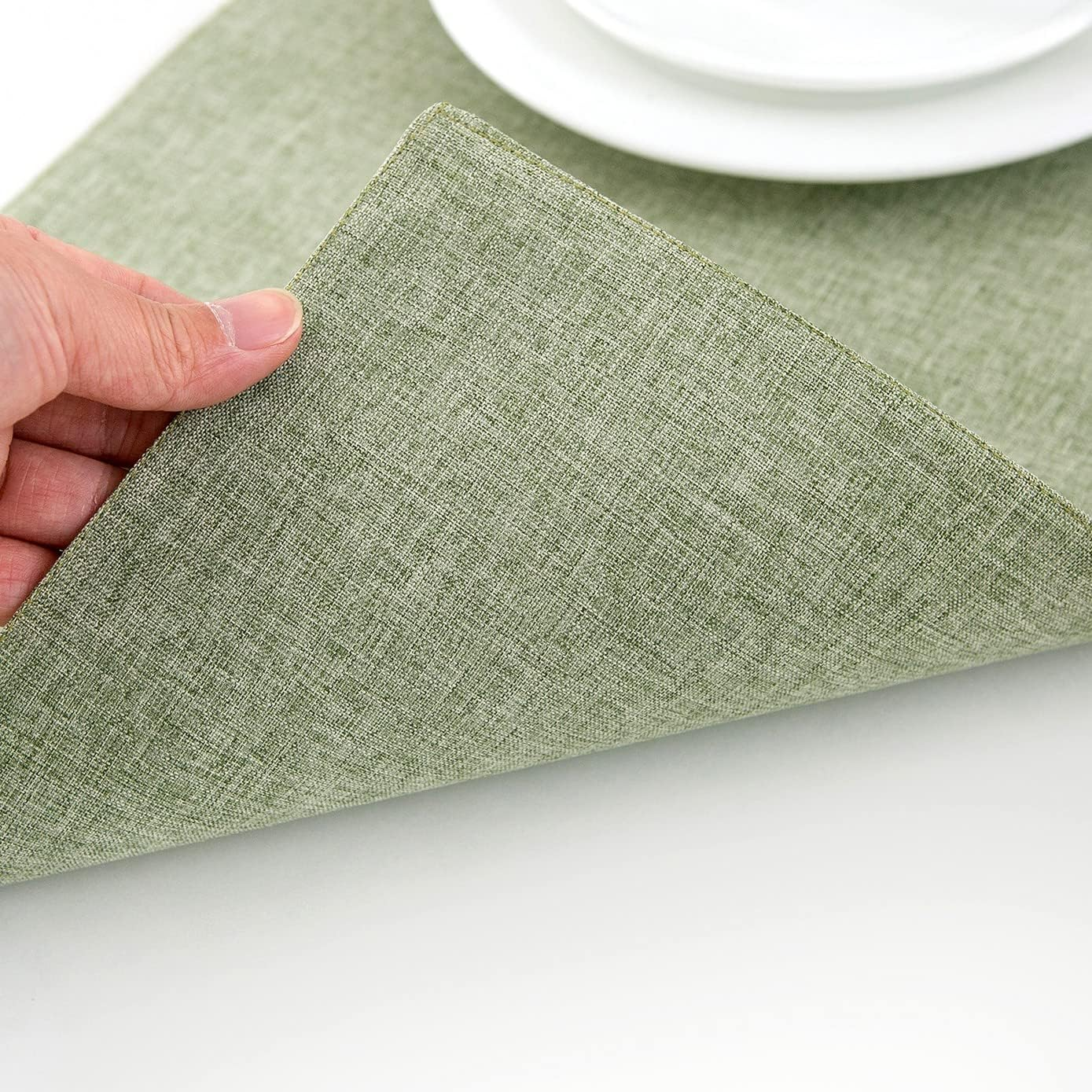 AOKSUNOVA Cloth Placemats Set of 4 Farmhouse Linen Table Mats for Dining Table Turquoise image number 2