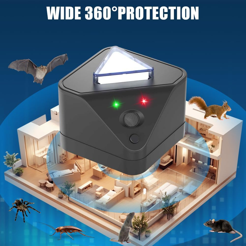 7JI Rodent High Frequency Repellent Ultrasonic Plug In, Smart Detectio Rodent Repellent Rats Deterrent Indoor with 4 Modes for Attic House Warehouse Basement Garage Office, Sound Frequency 15Khz image number 6