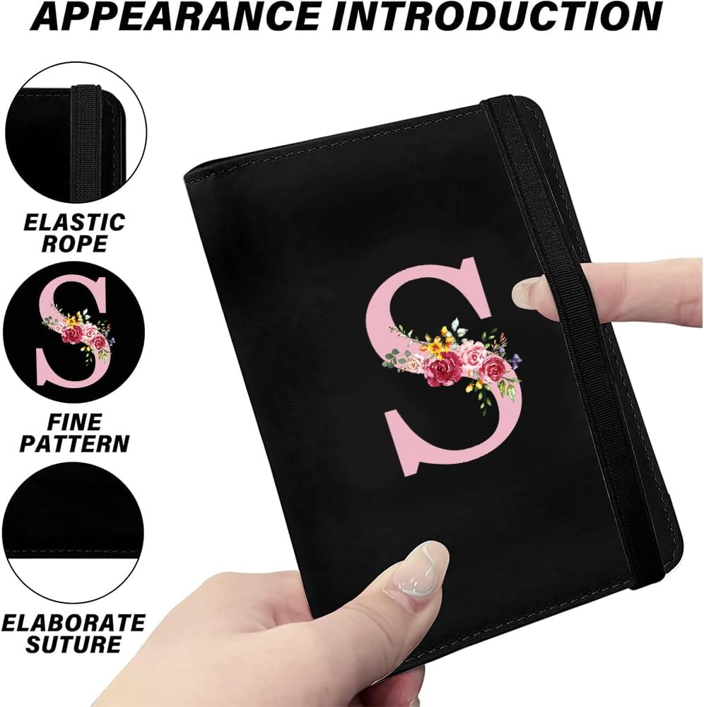 Passport Cover Passport Case PU Leather Passport Cover Passport Covers Personalised Passport Holder Case Passport Case for Credit Cards ID Travel Documents Black Initials - C image number 5